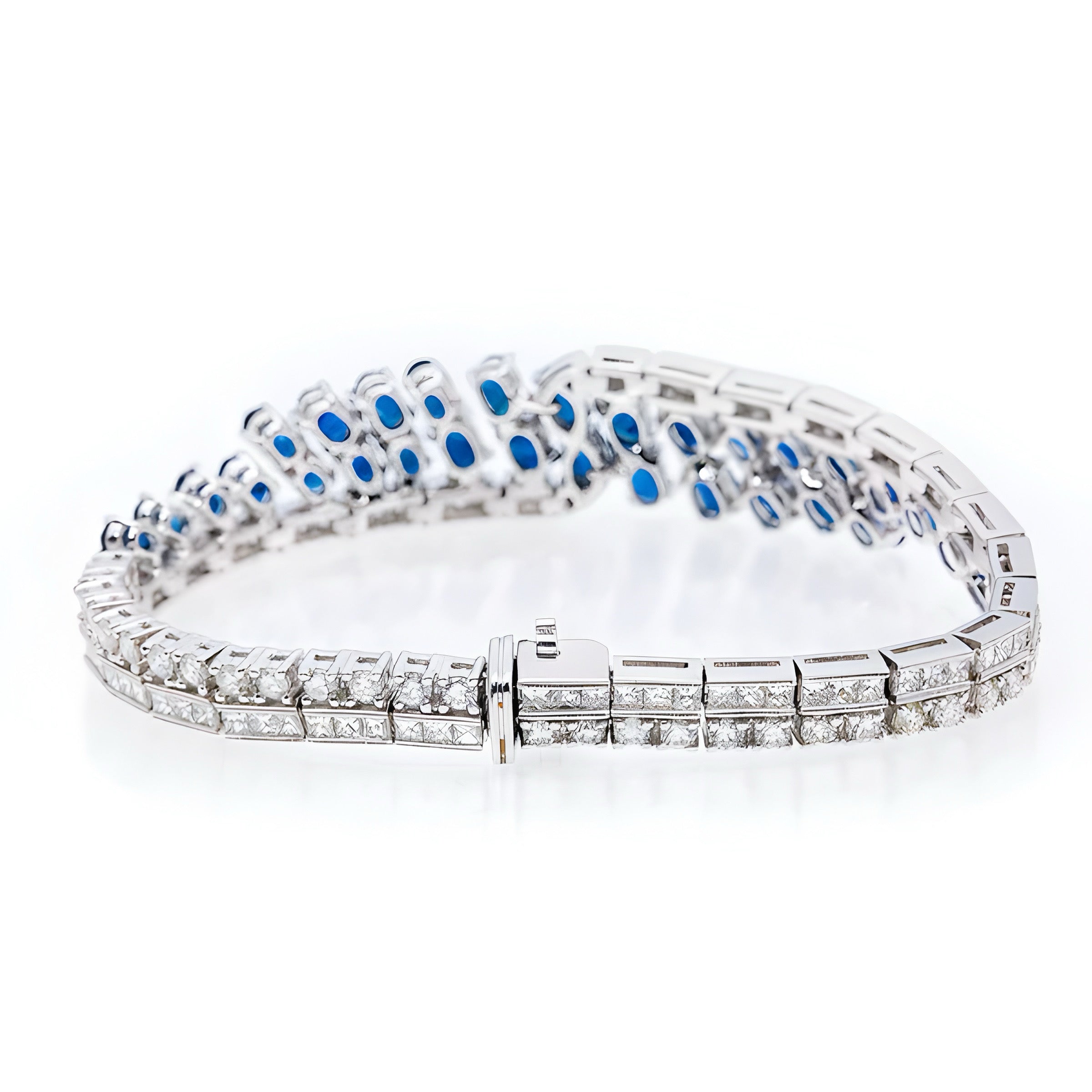 18K WHITE GOLD GEMSTONE BRACELET WITH 2.68 CT DIAMONDS AND 8.94 CT SAPPHIRE