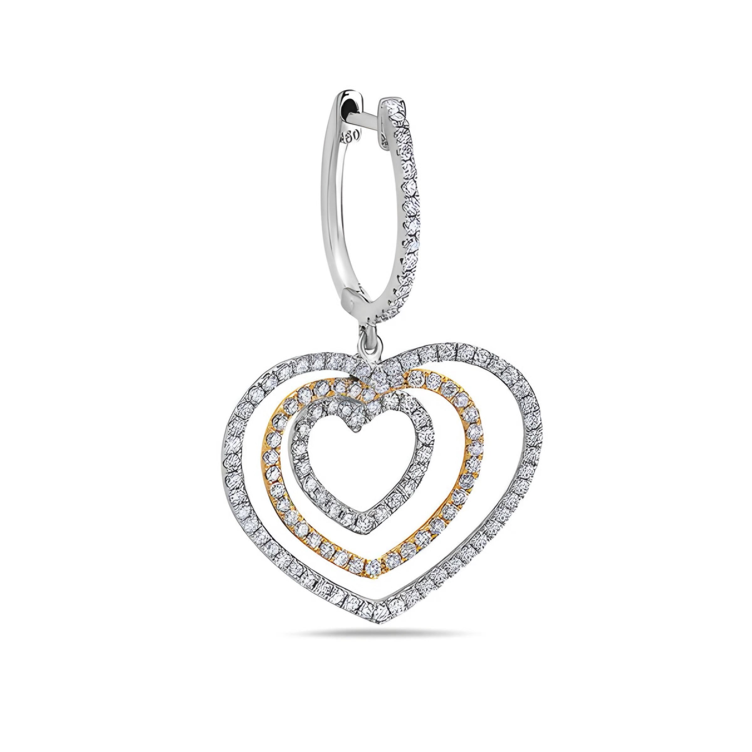 18K White Gold Heart Shaped Earrings With White Diamonds