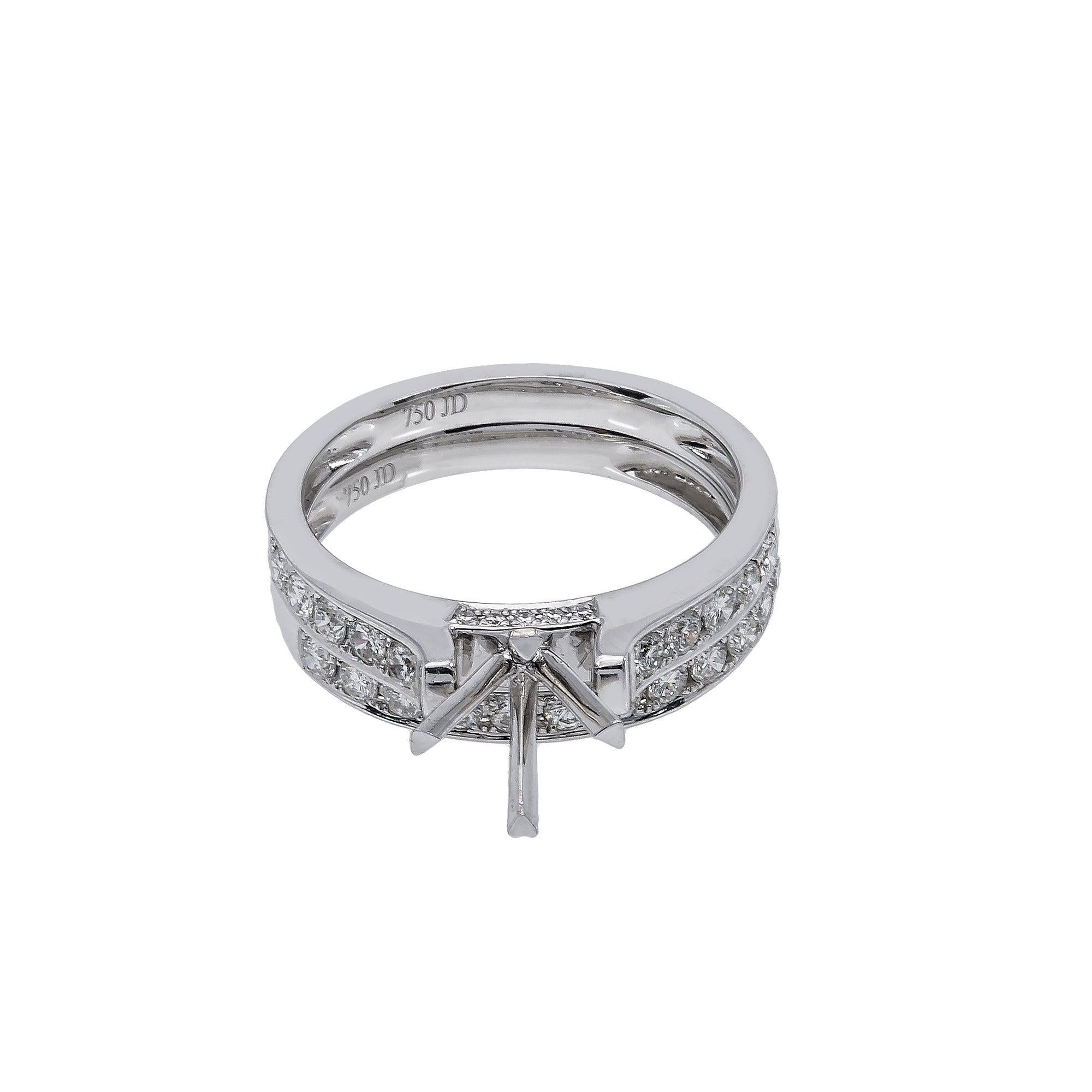 18K White Gold Double Round Shape Semi-Mount Bridal Set