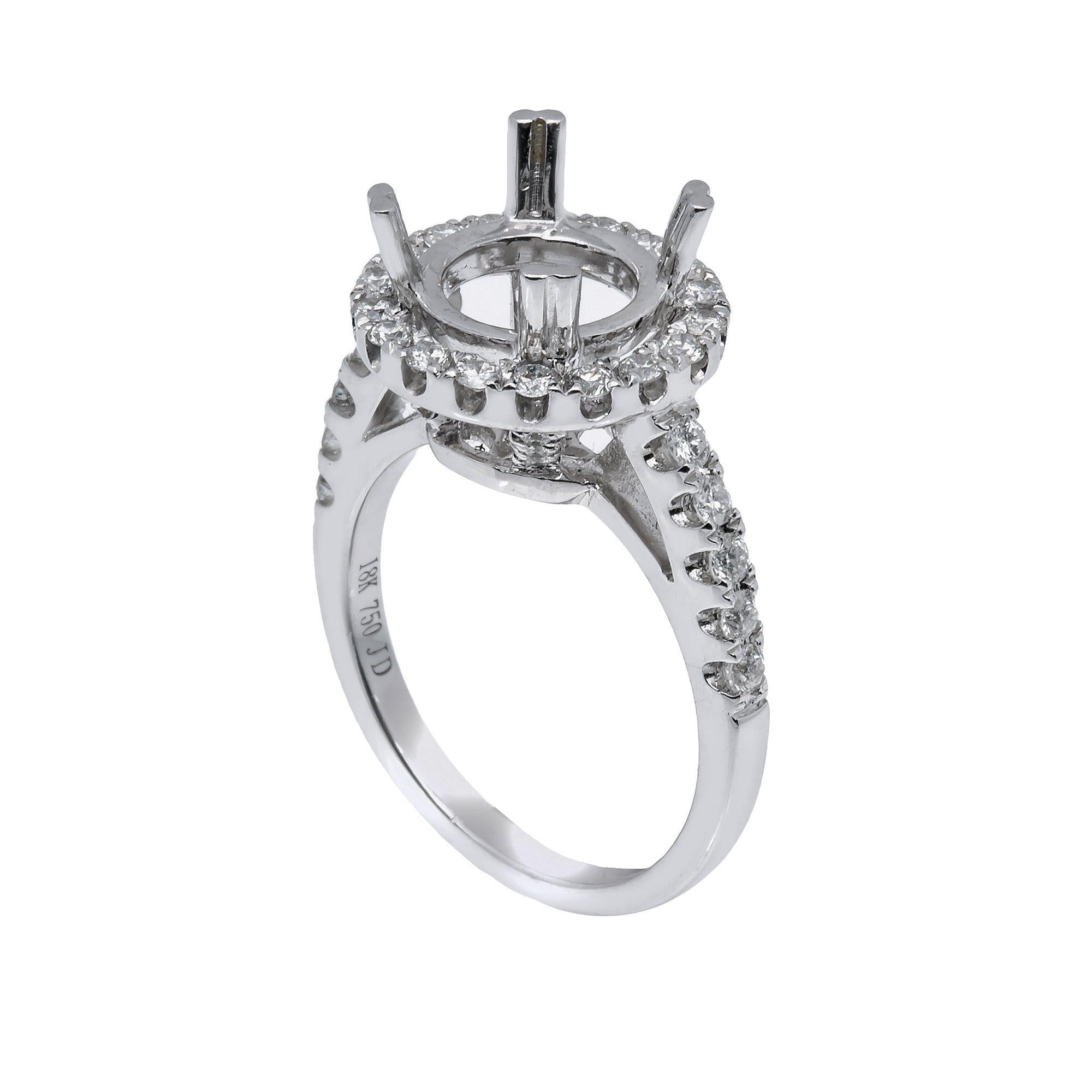 18K White Gold Round Diamond Semi-Mount Ring