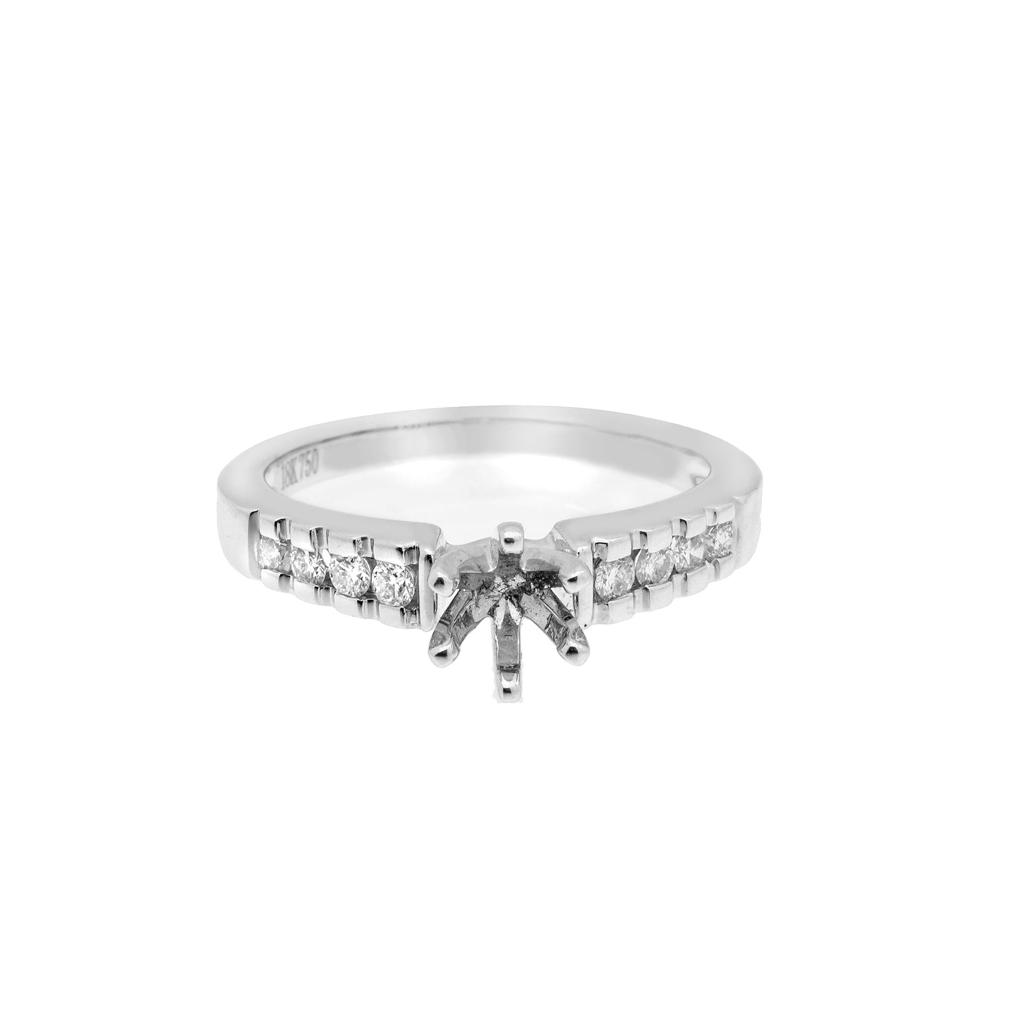 18K White Semi Mount Gold Round Diamond Ring