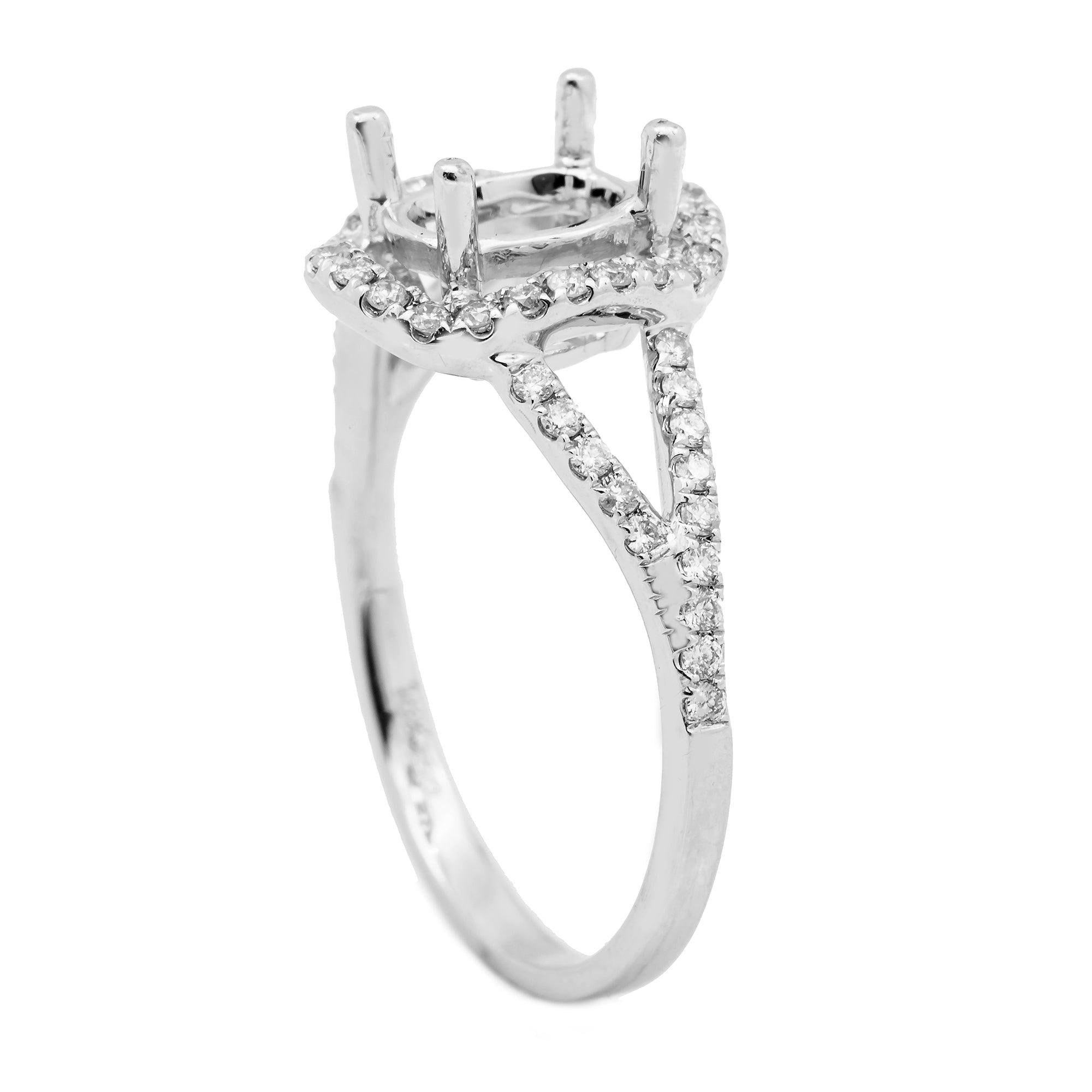 18K White Semi Mount Gold Round Diamond Ring