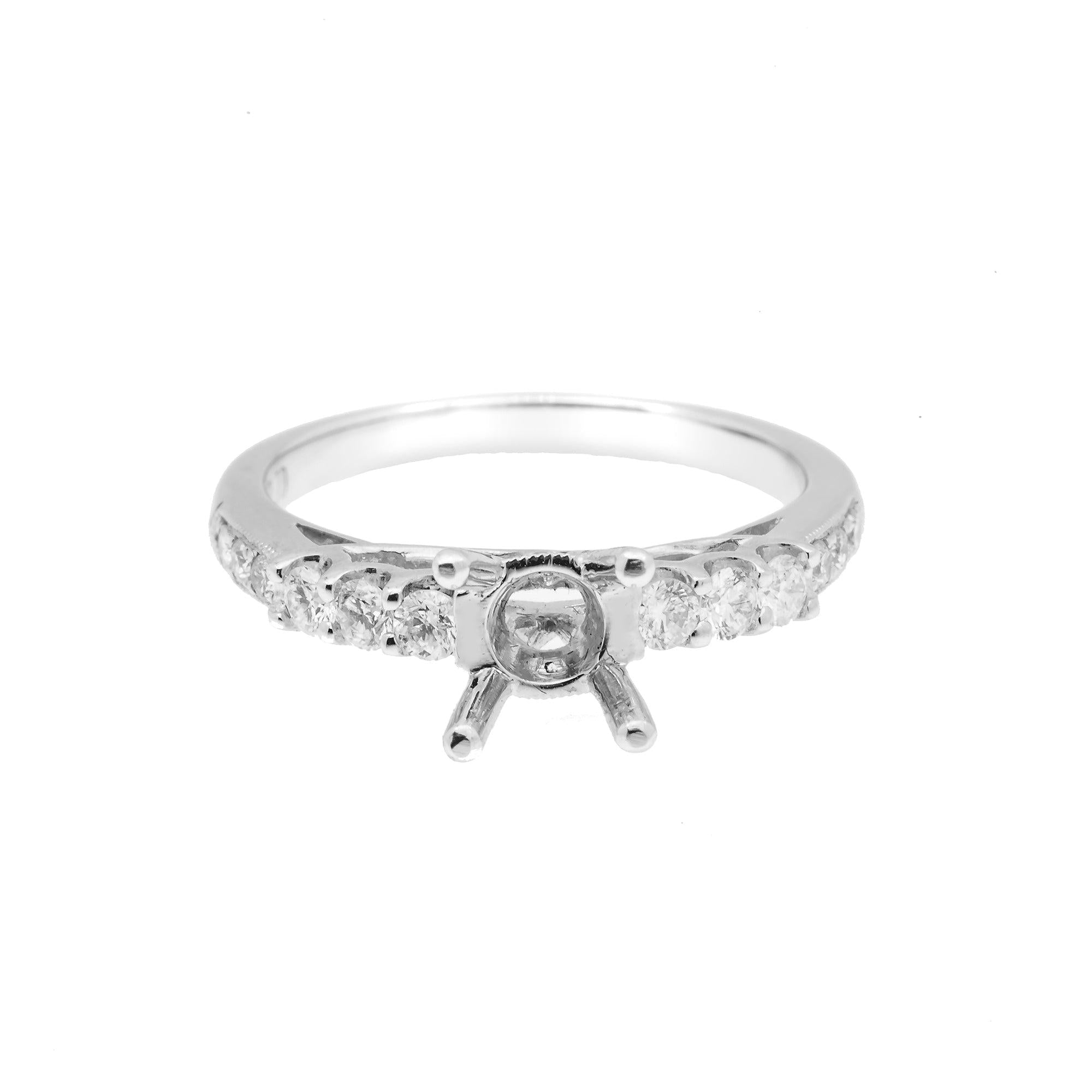 18K White Semi Mount Gold Round Diamond Ring
