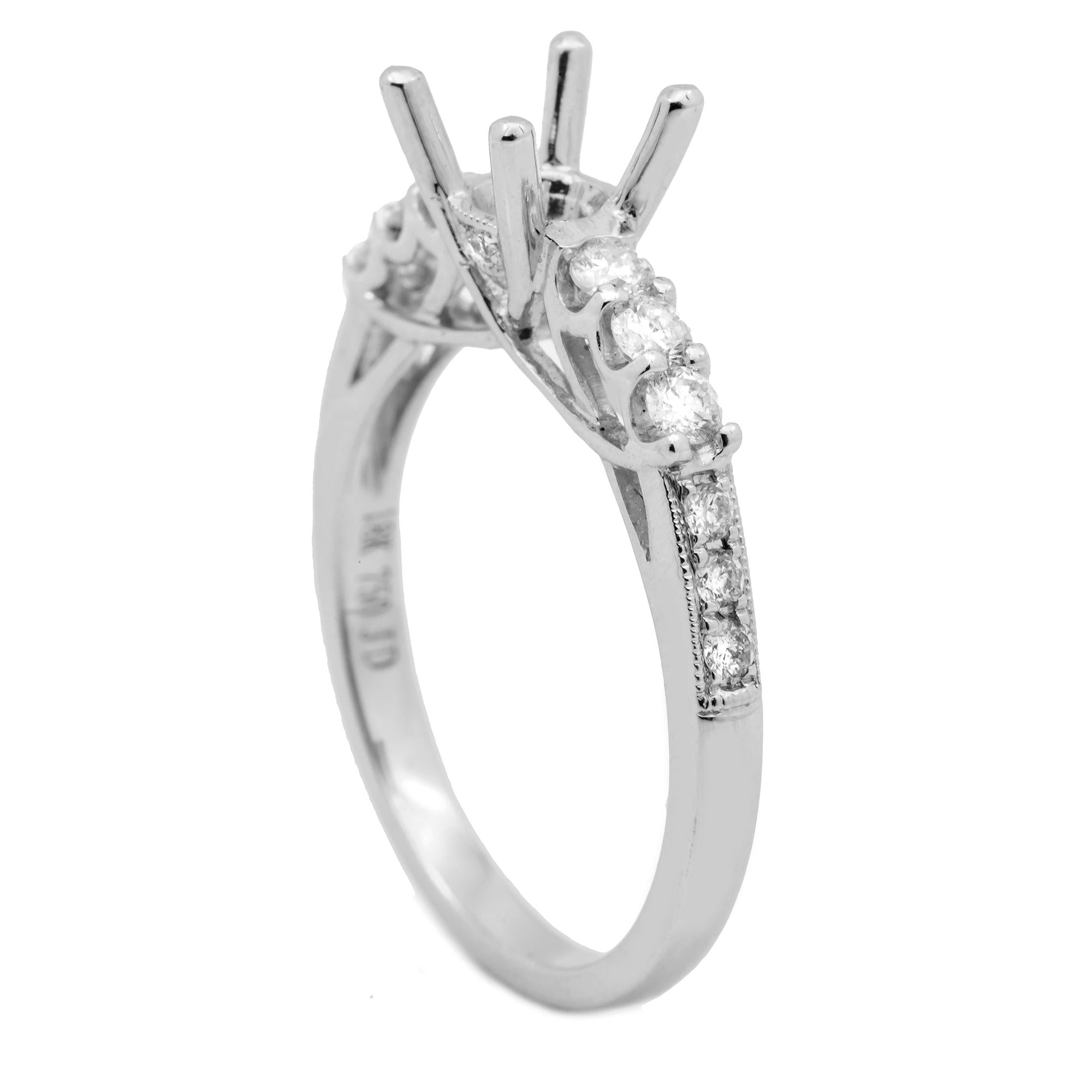 18K White Semi Mount Gold Round Diamond Ring