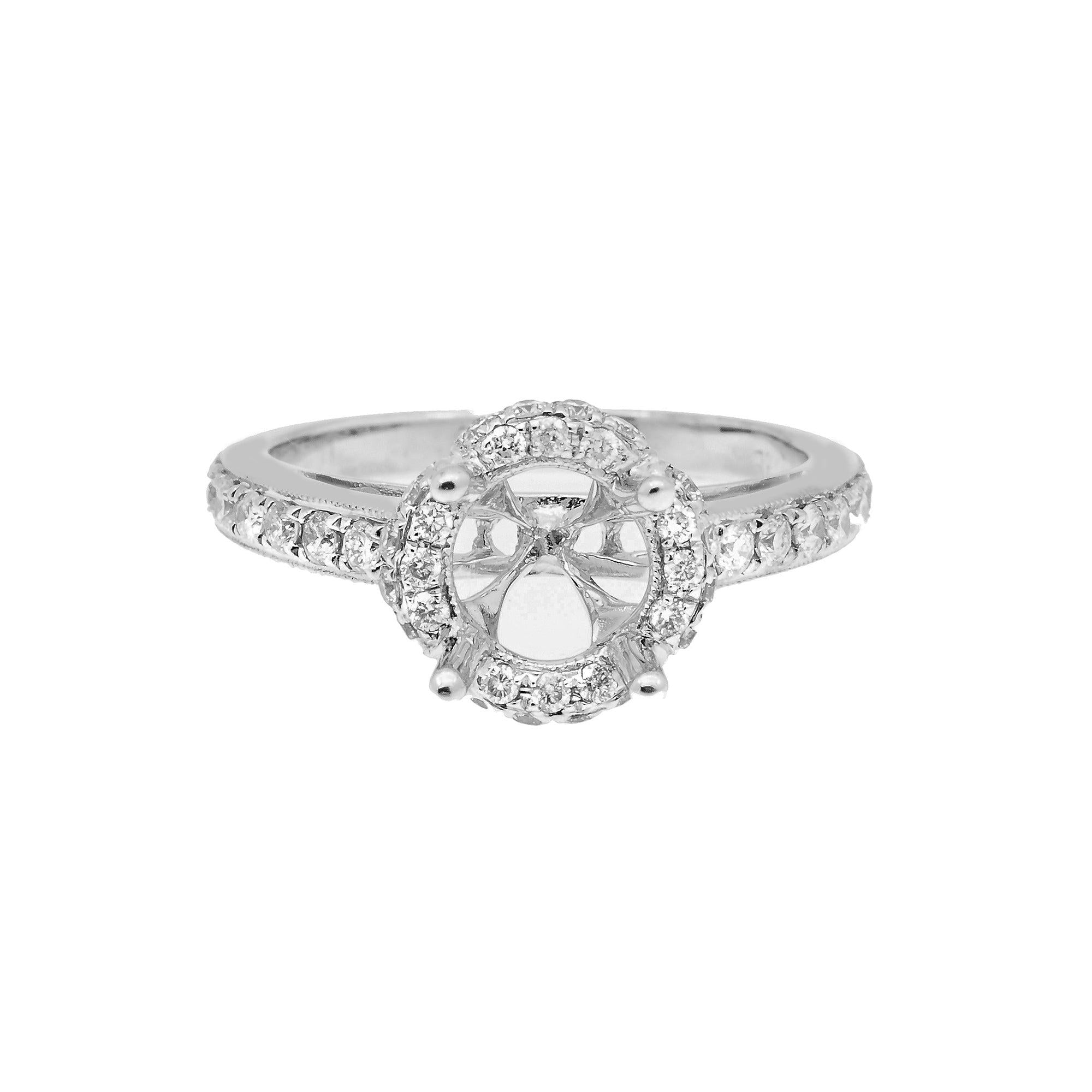 18K White Semi Mount Gold Round Diamond Ring