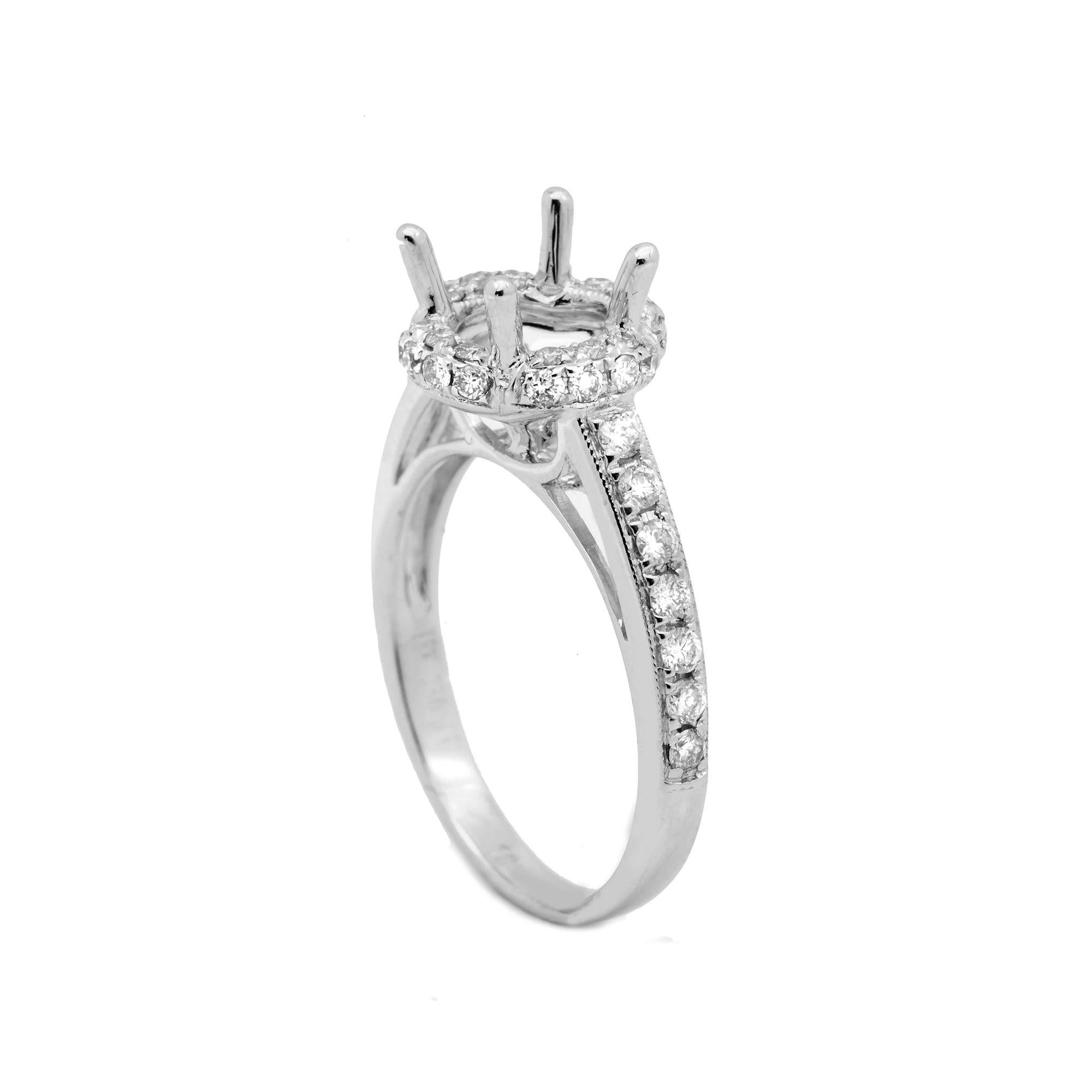 18K White Semi Mount Gold Round Diamond Ring
