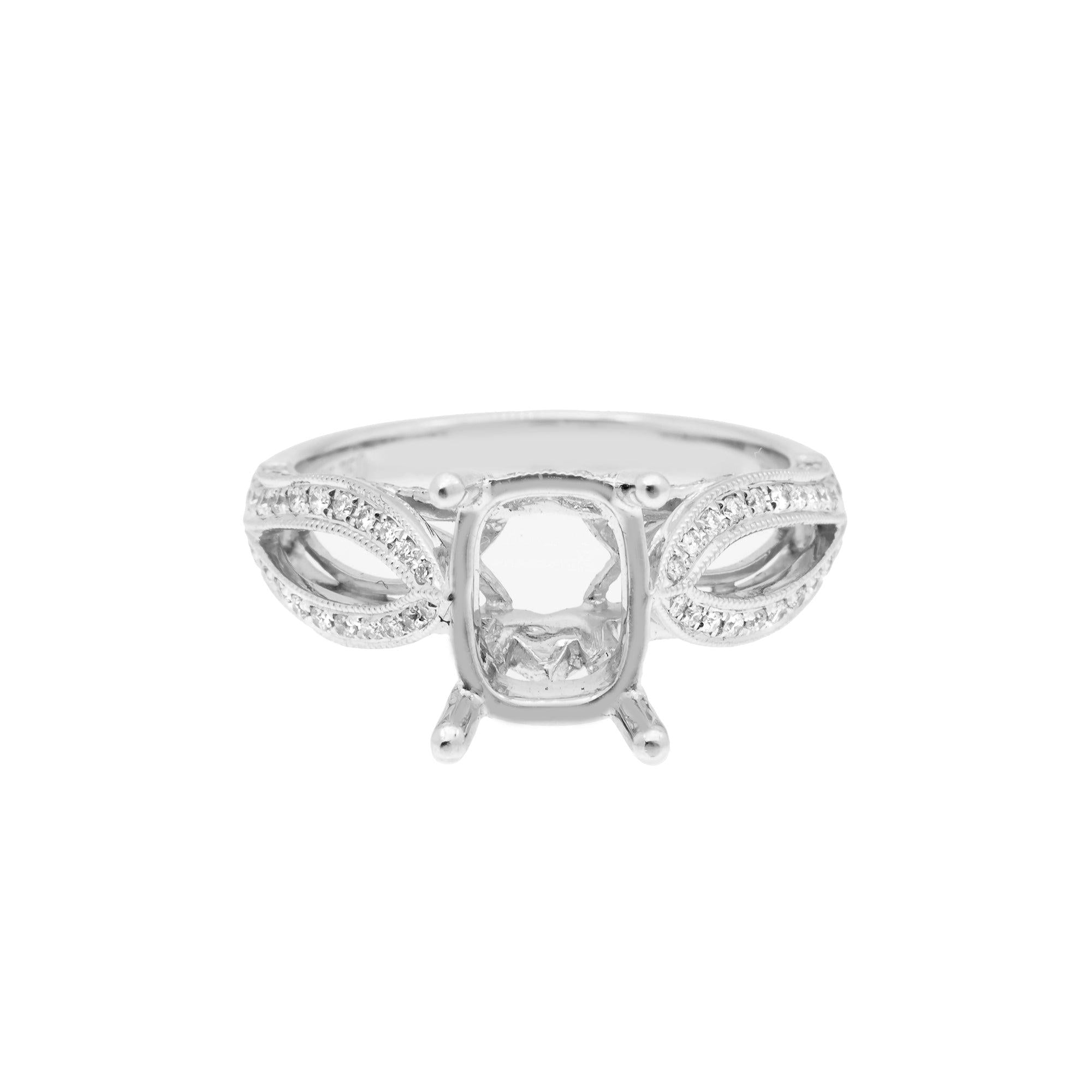 18K White Semi Mount Gold Round Diamond Ring