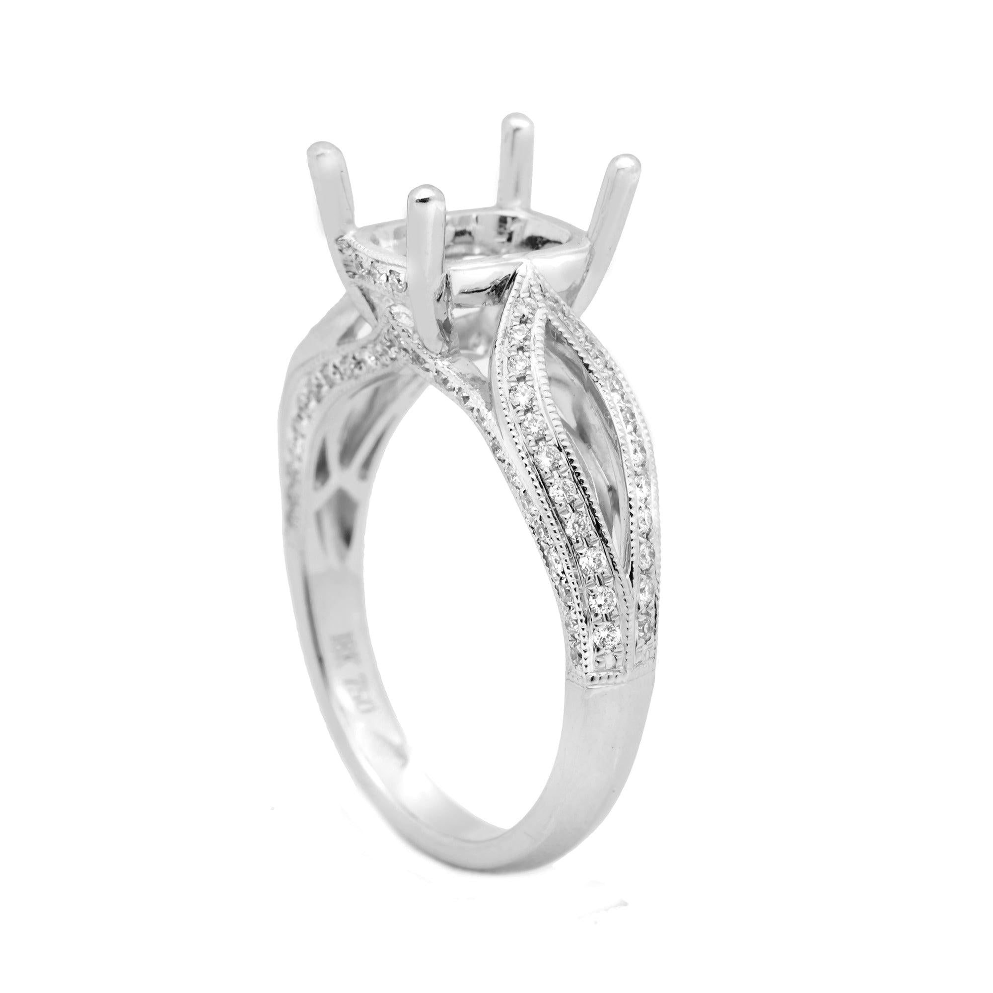 18K White Semi Mount Gold Round Diamond Ring
