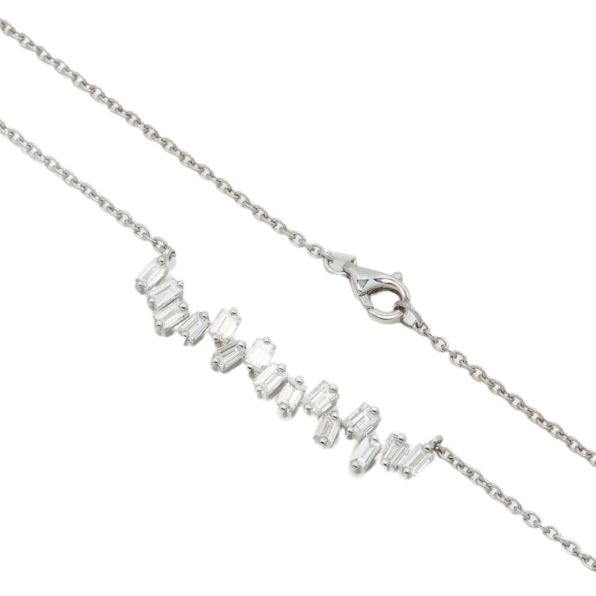 18K GOLD BAGUETTE DIAMOND LADIES NECKLACE 1.12 CT