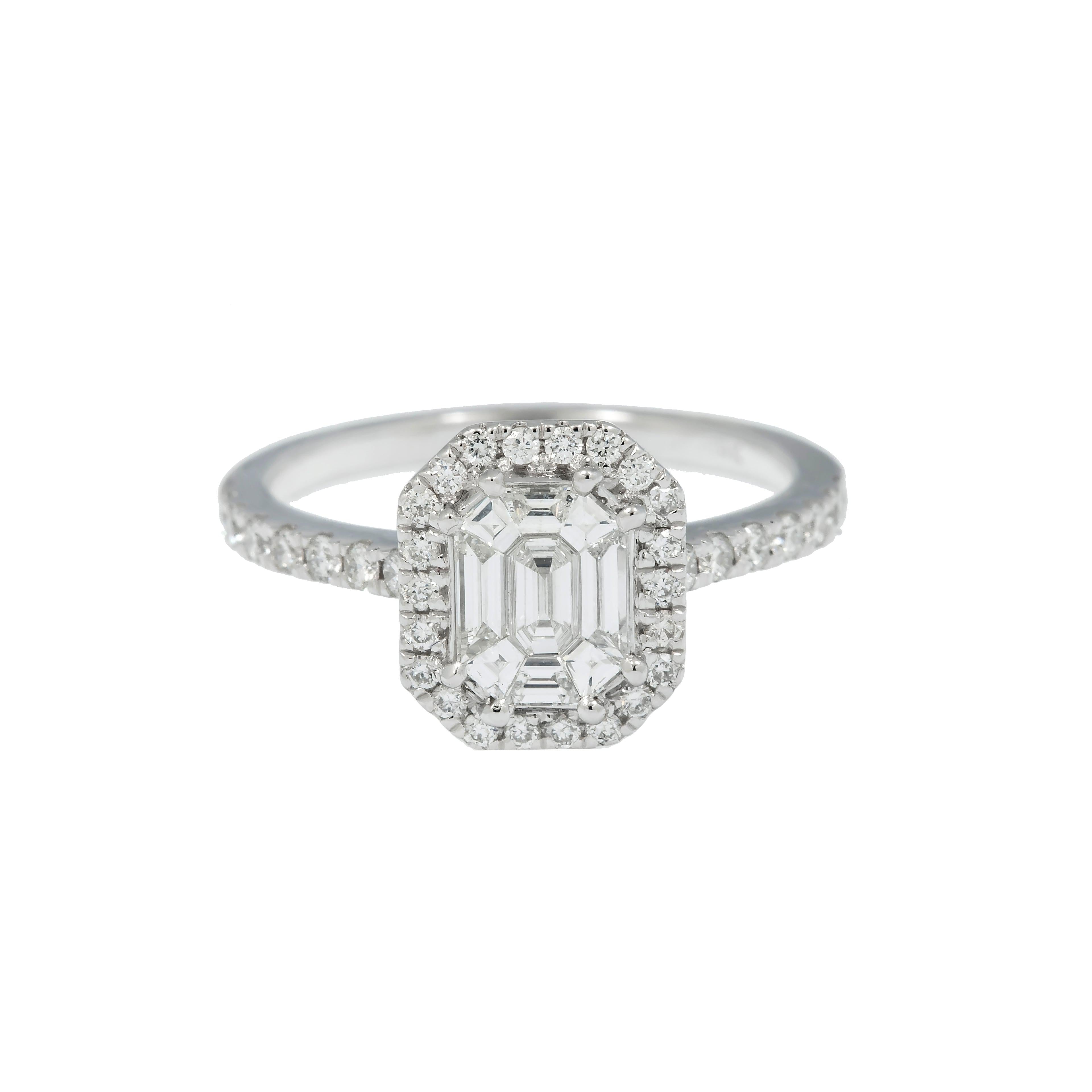 14K GOLD EMERALD DIAMOND CLUSTER ENGAGEMENT RING 1.35 CT