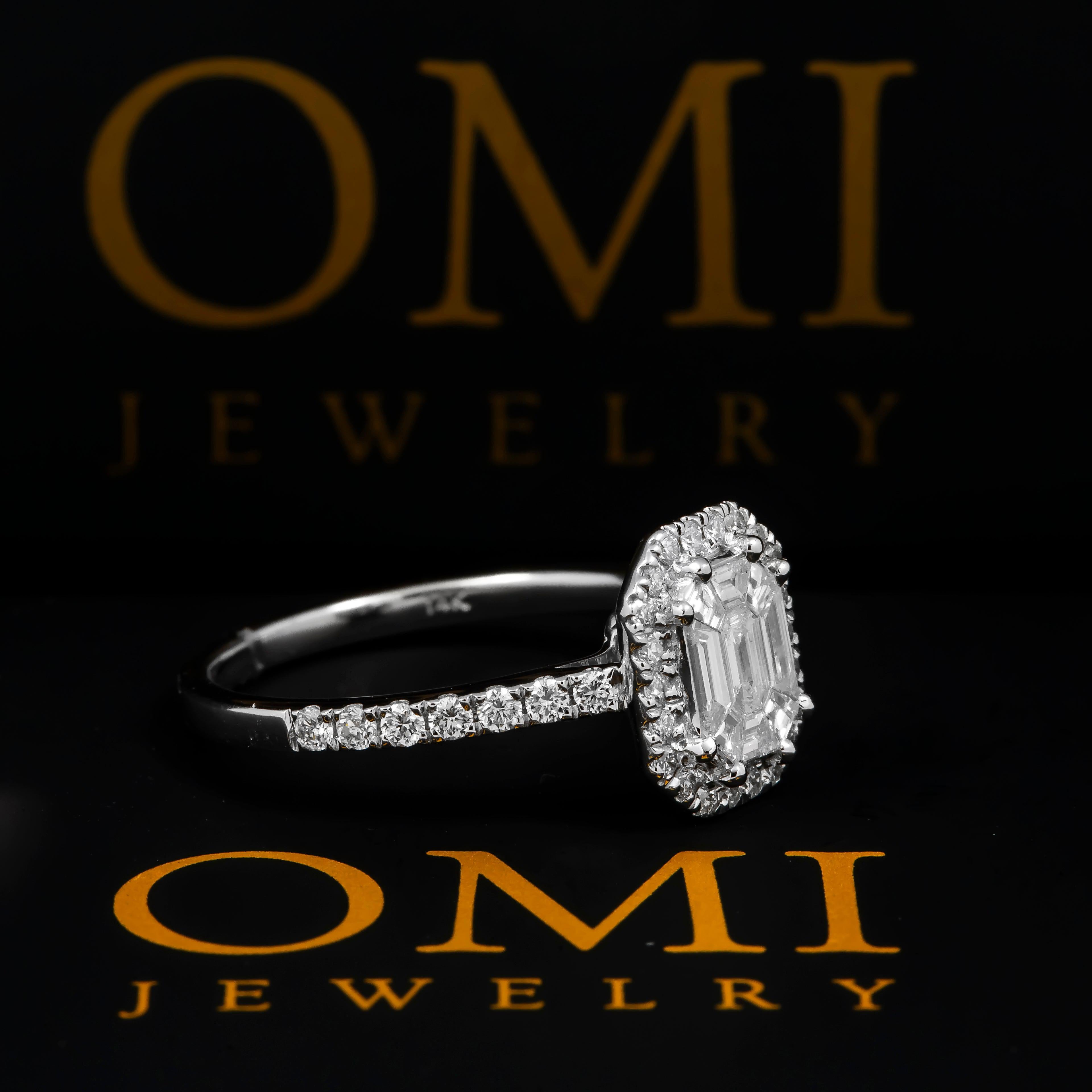 14K GOLD EMERALD DIAMOND CLUSTER ENGAGEMENT RING 1.35 CT