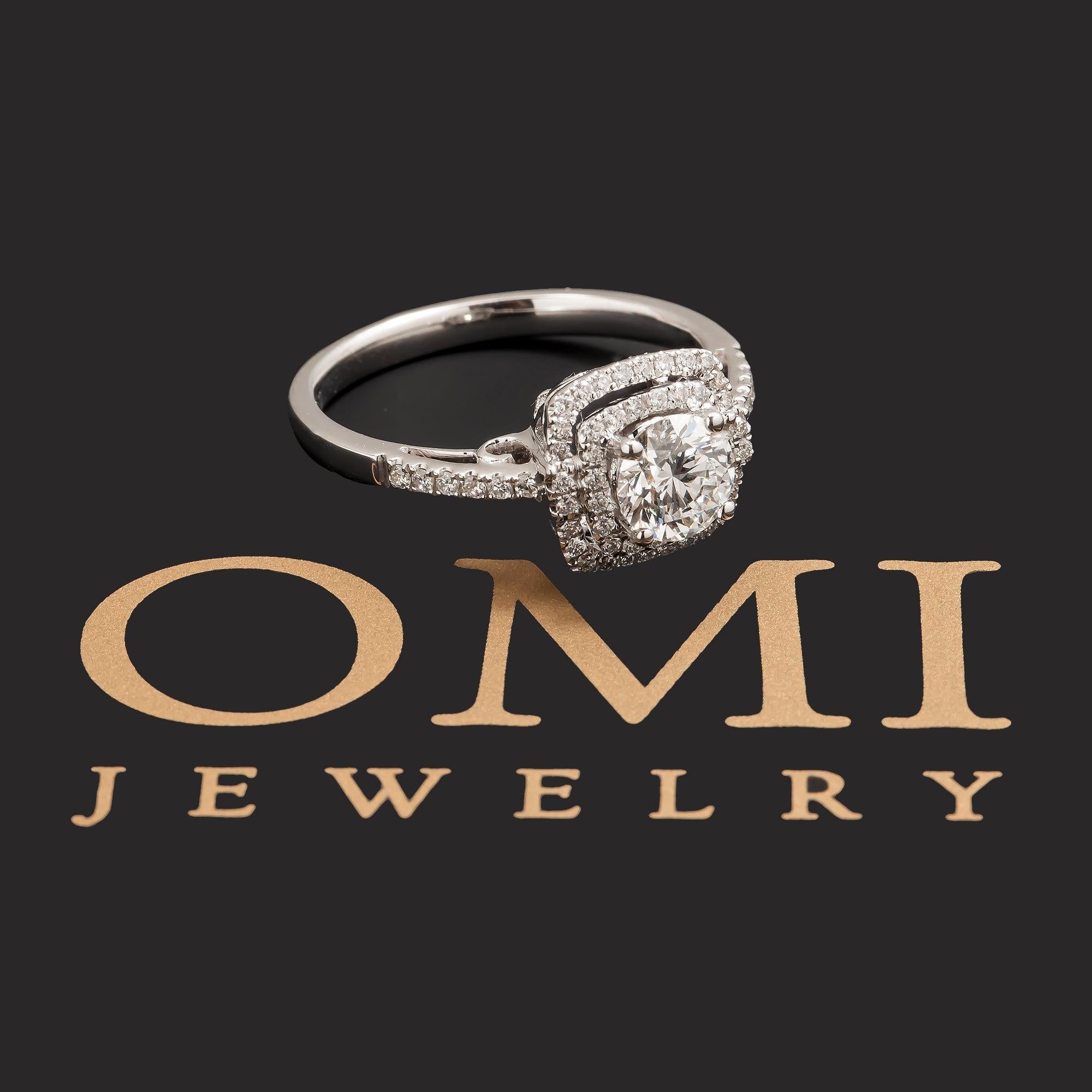 18K GOLD ROUND CLUSTER DIAMOND ENGAGEMENT RING 1.0 CTW