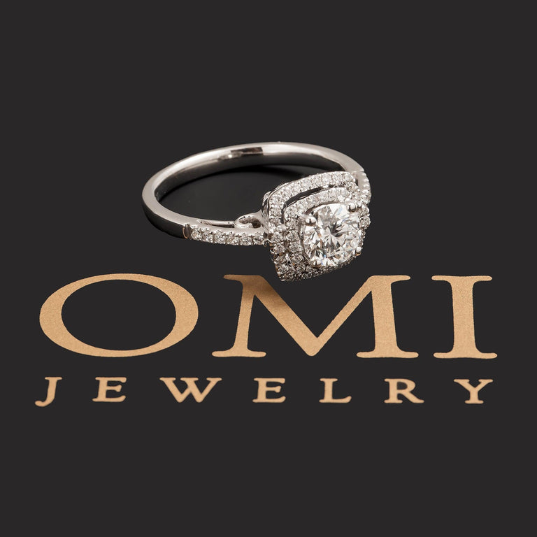 18K GOLD ROUND CLUSTER DIAMOND ENGAGEMENT RING 1.0 CTW