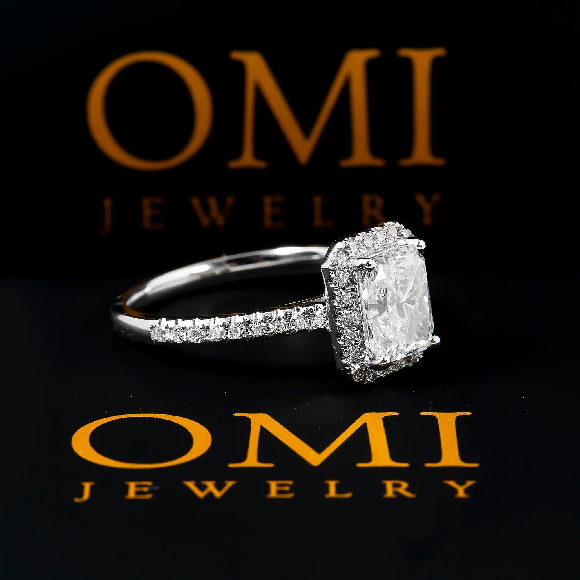 18K GOLD HALO LAB DIAMOND RING 1.90 CTW