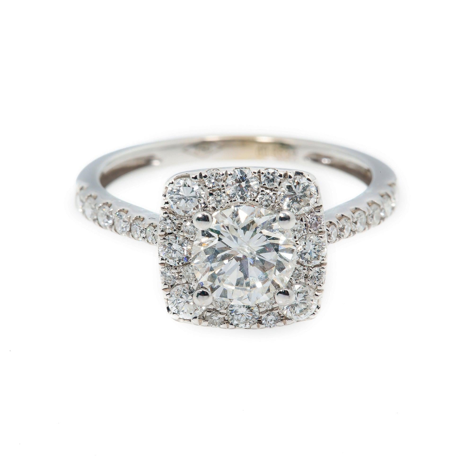 18K GOLD ROUND DIAMOND ENGAGEMENT RING 1.3 CT GIA