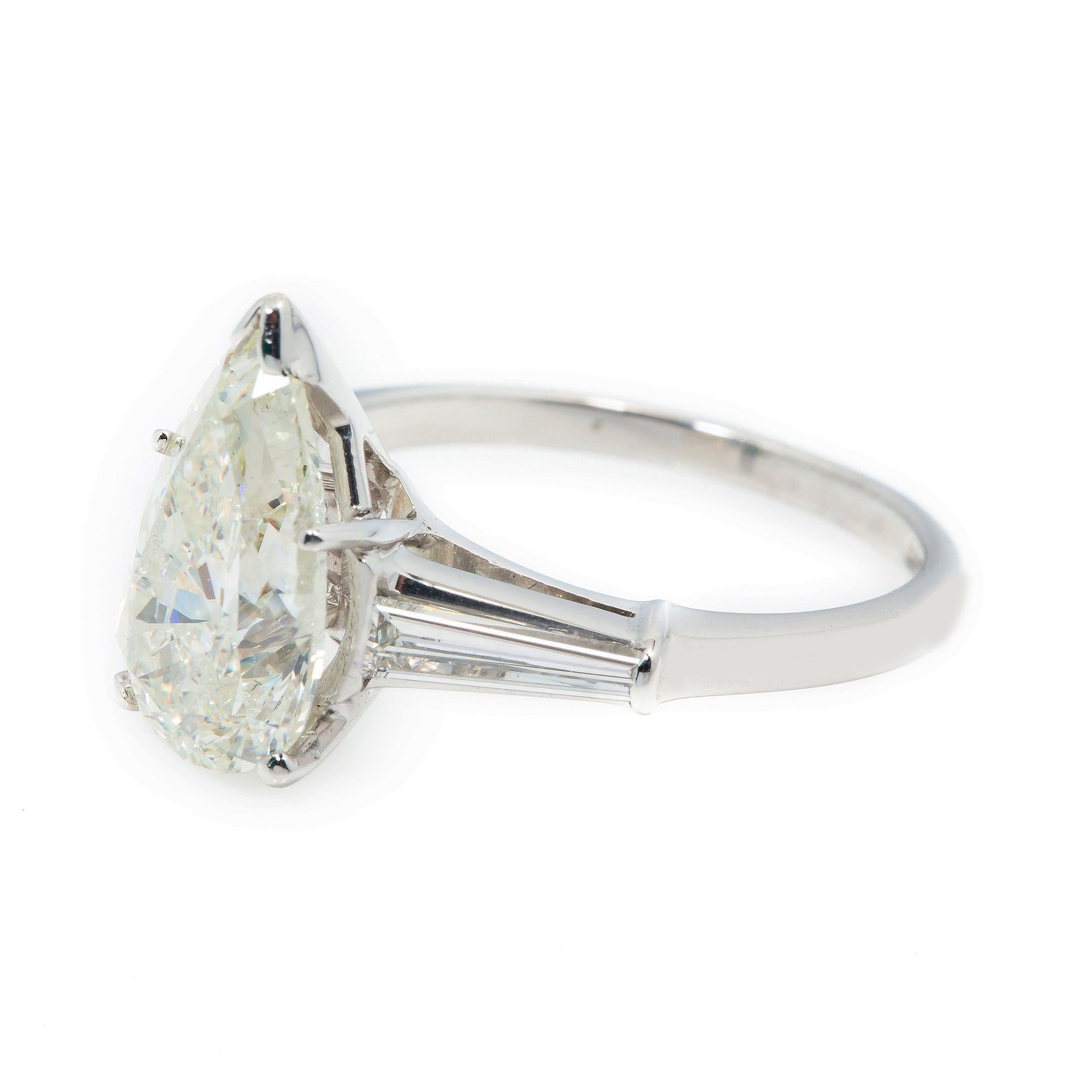 18K GOLD PEAR CUT DIAMOND ENGAGEMENT RING 2.42 CT GIA