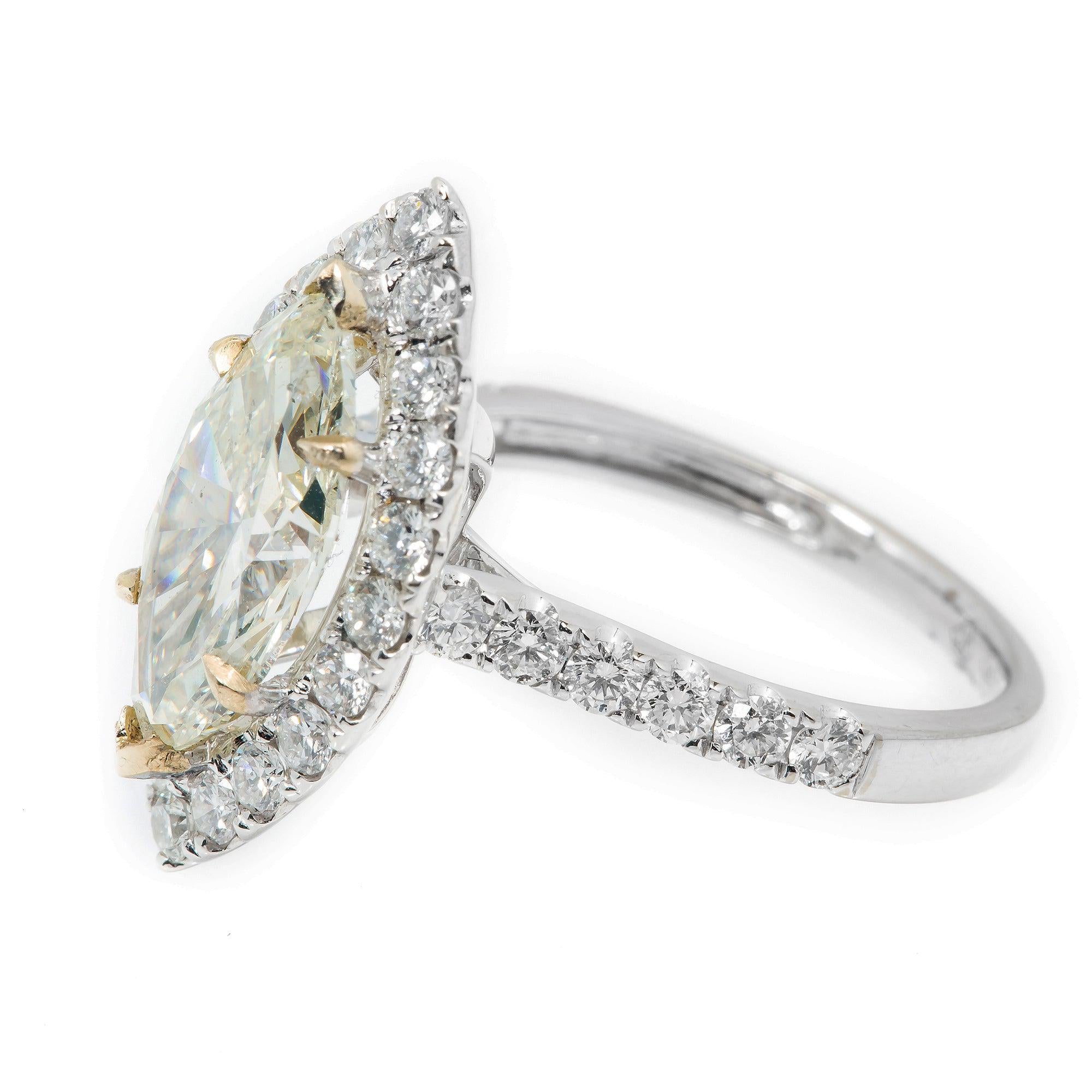 18K GOLD MARQUISE CUT DIAMOND ENGAGEMENT RING 3.00 CT GIA
