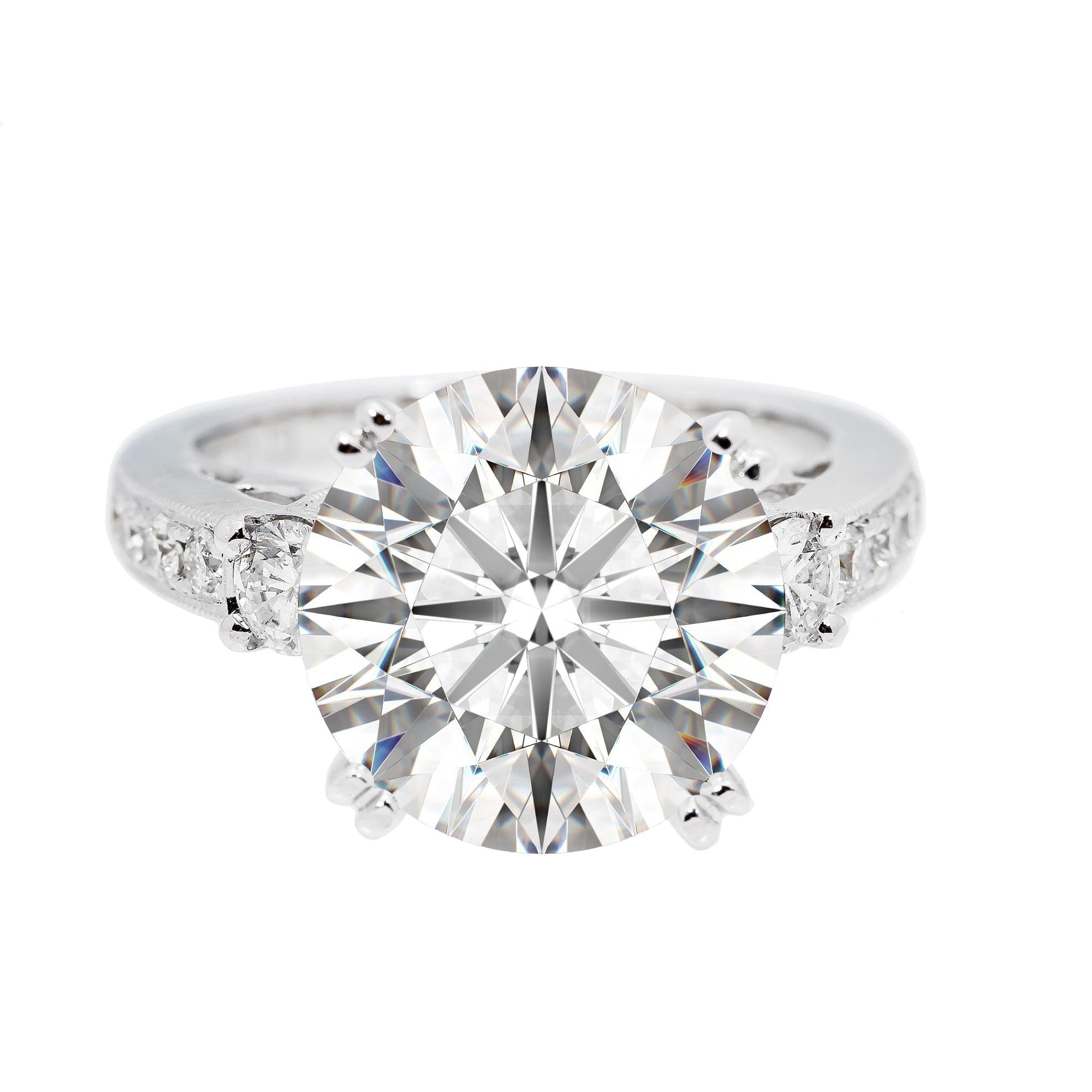 18K WHITE GOLD DIAMOND SEMI MOUNT RING FOR ROUND CUT CENTER STONE