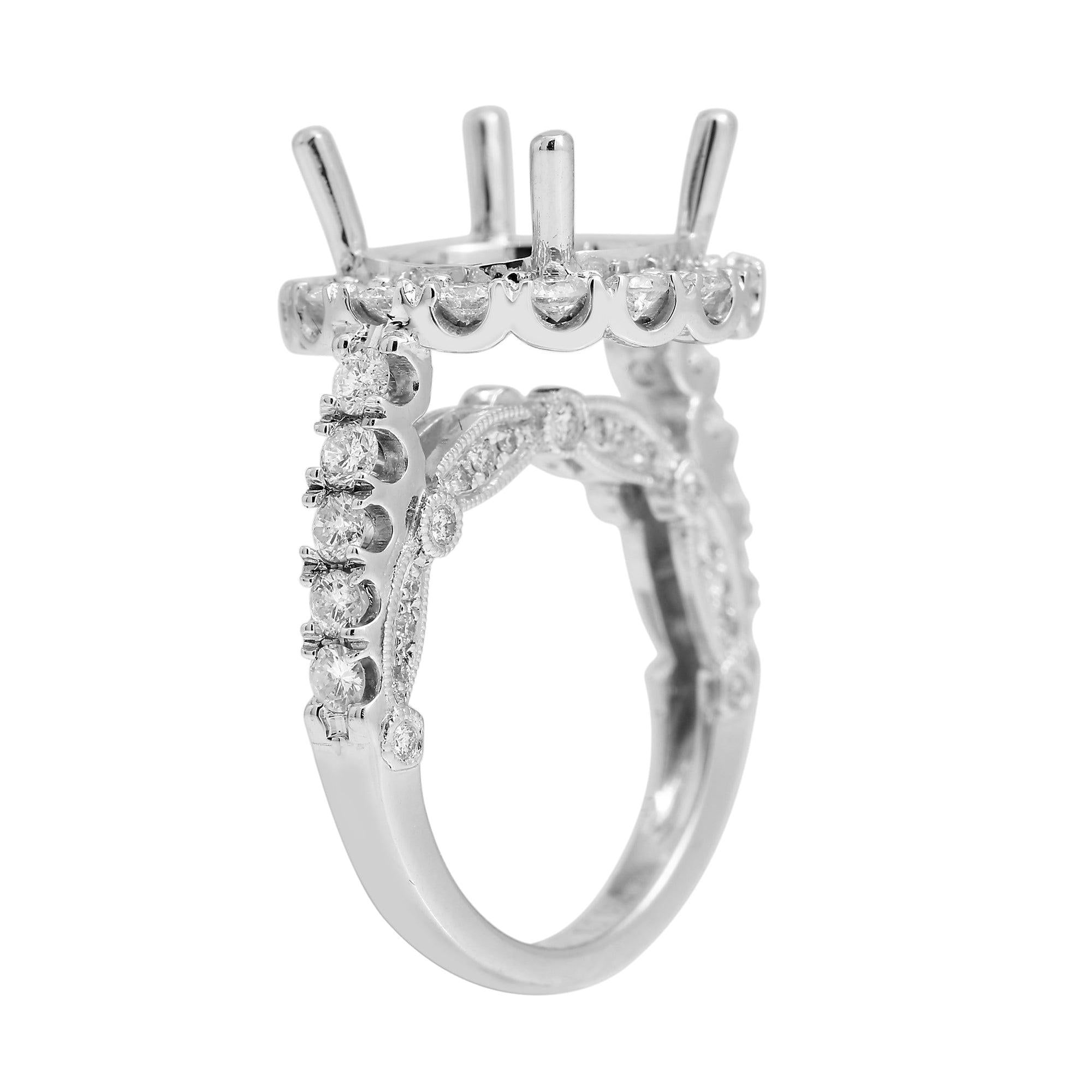 18K White Gold Diamond Engagement Semi-Mounting Ring With 1.78 CT Diamonds