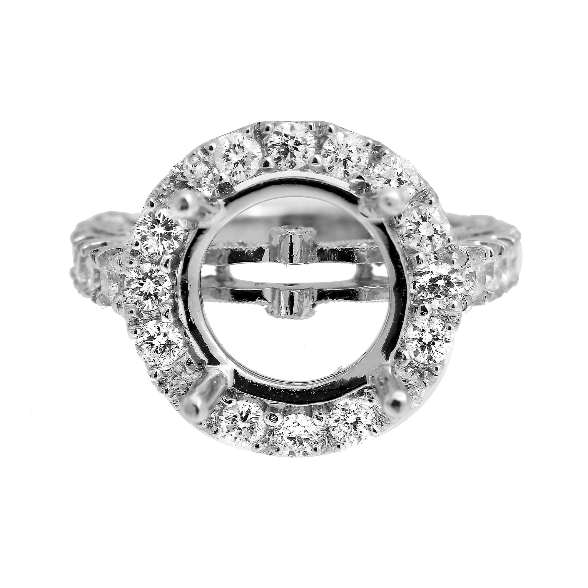 18K White Gold Diamond Engagement Semi-Mounting Ring With 1.78 CT Diamonds