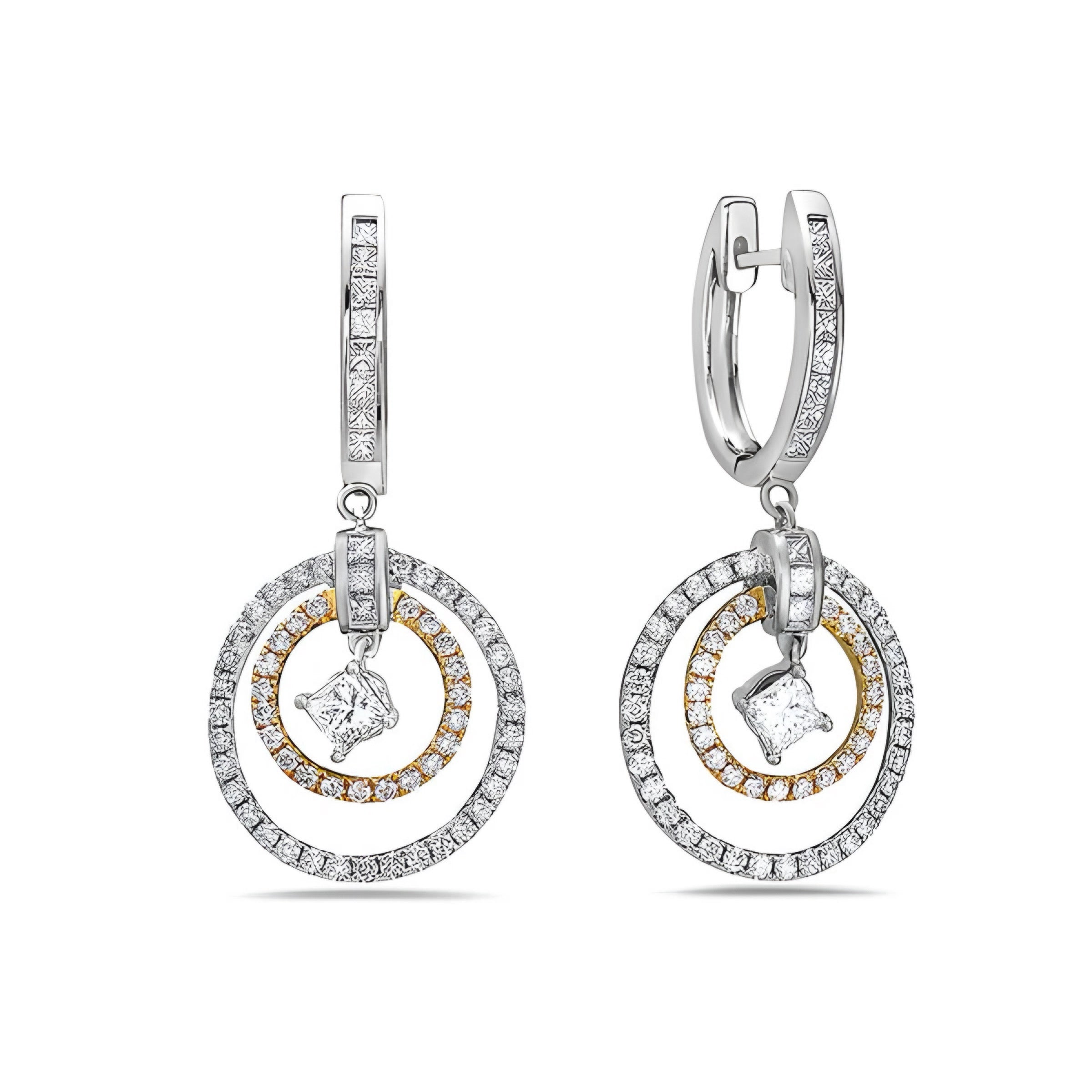 18K White Gold Ladies Earrings With 1.96 CT Diamonds