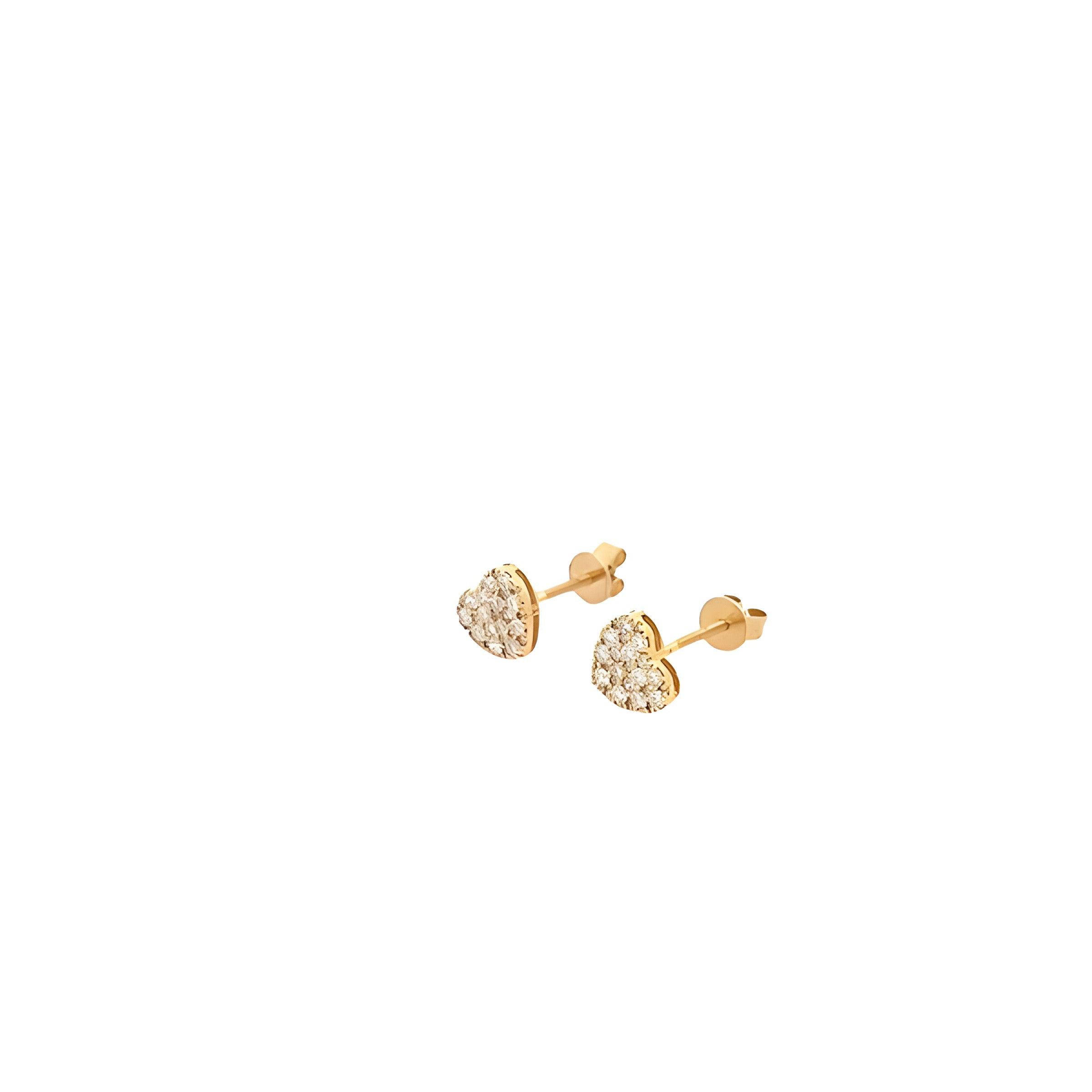 14K GOLD DIAMOND HEART CLUSTER STUD EARRINGS 0.60 CT