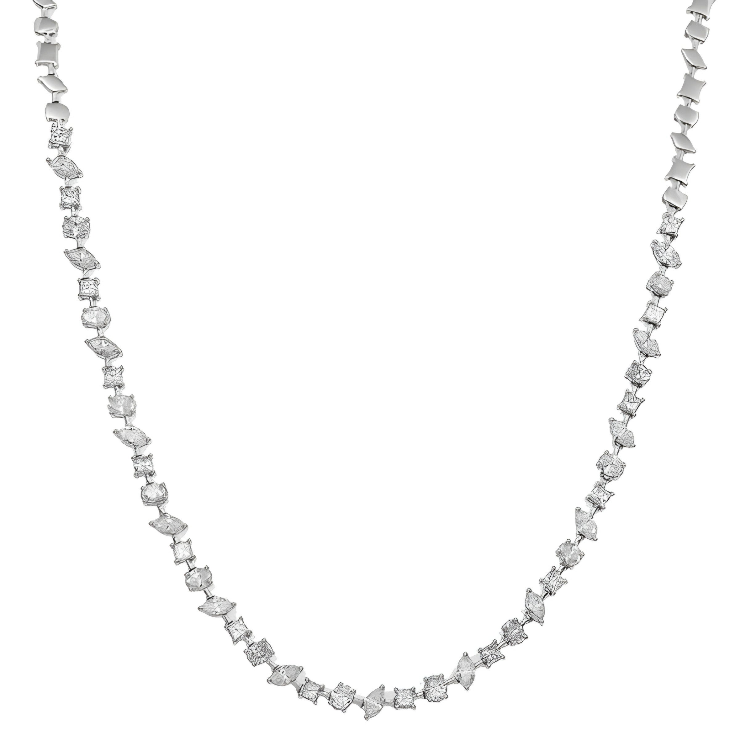 14K GOLD MULTI-SHAPE DIAMOND NECKLACE 4.39 CT