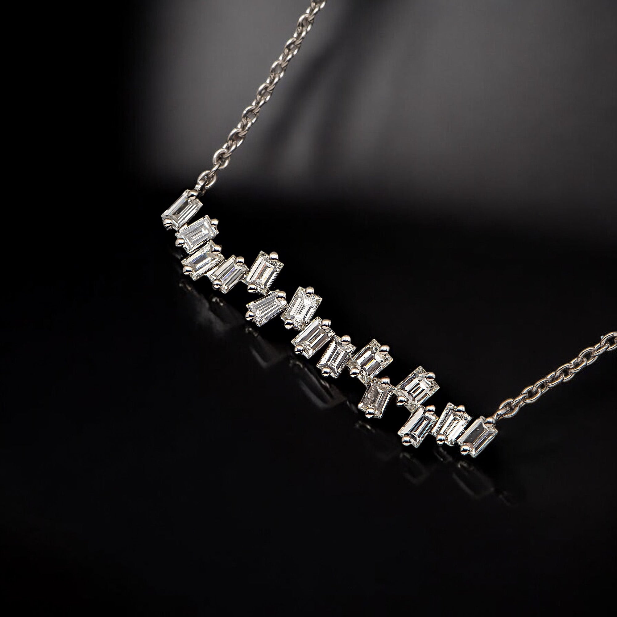 18K GOLD BAGUETTE DIAMOND LADIES NECKLACE 1.12 CT