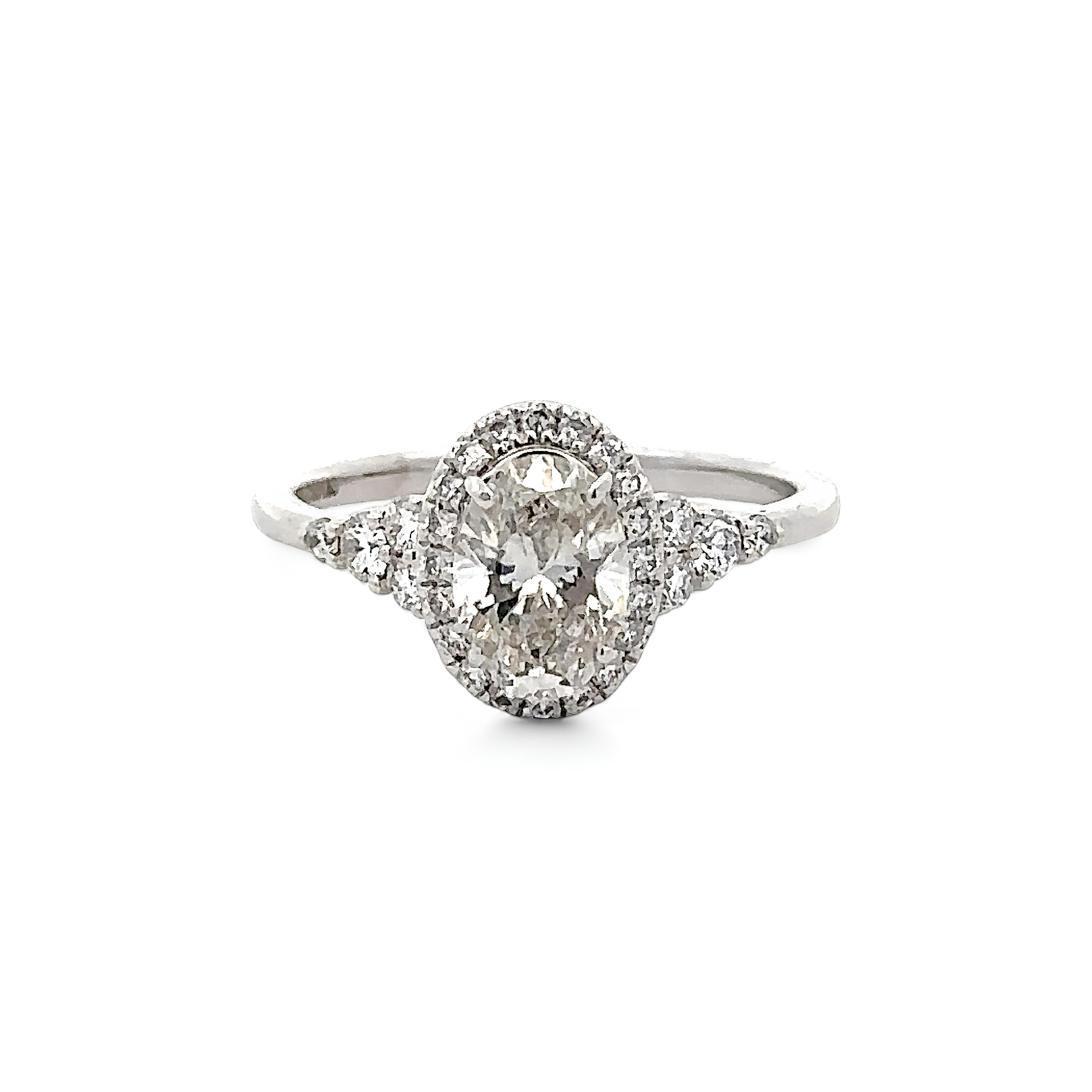 14K GOLD OVAL AND ROUND CUT HALO LAB DIAMOND ENGAGEMENT RING 1.40 CTW