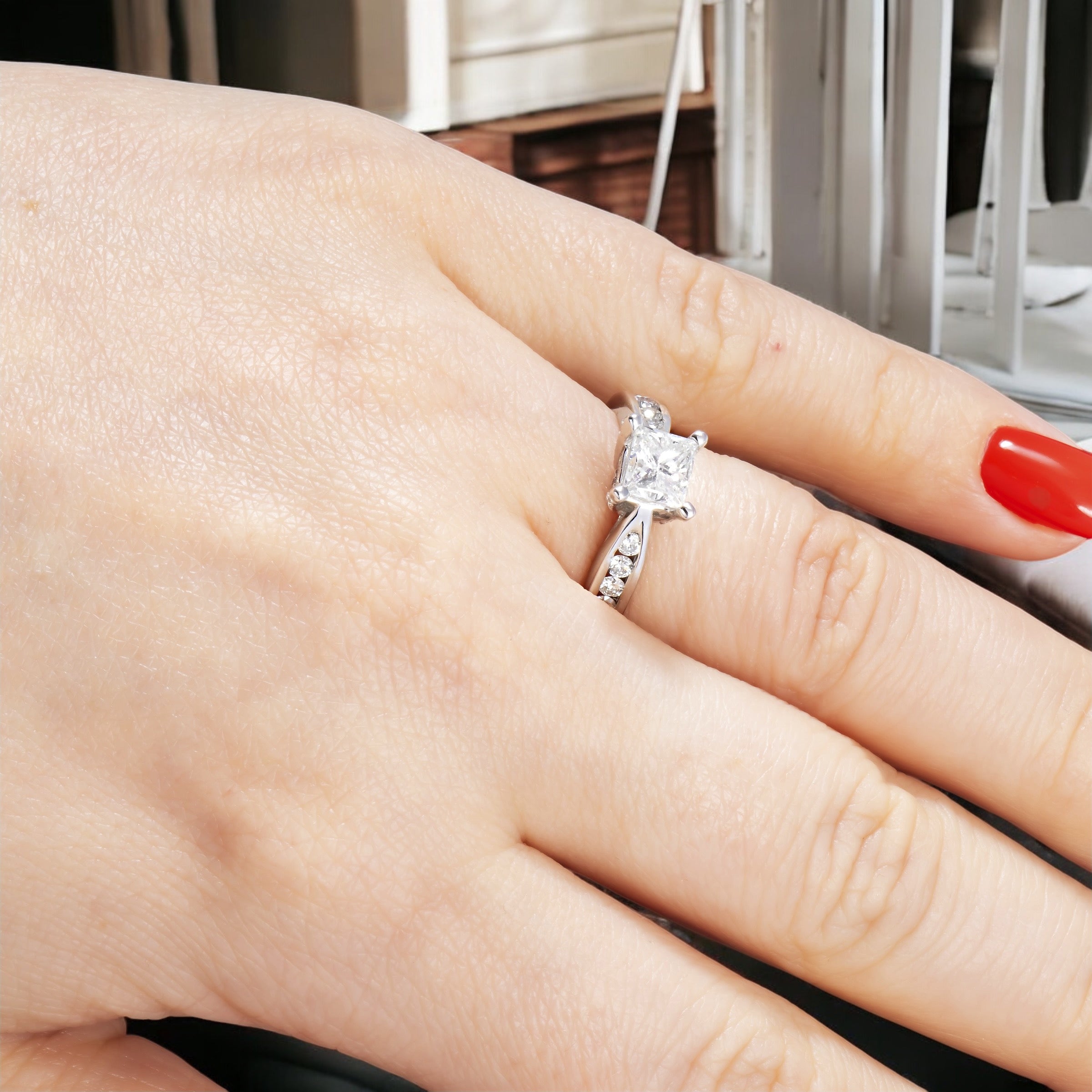 14K GOLD PRINCESS LAB DIAMOND ENGAGEMENT RING 1.60 CTW