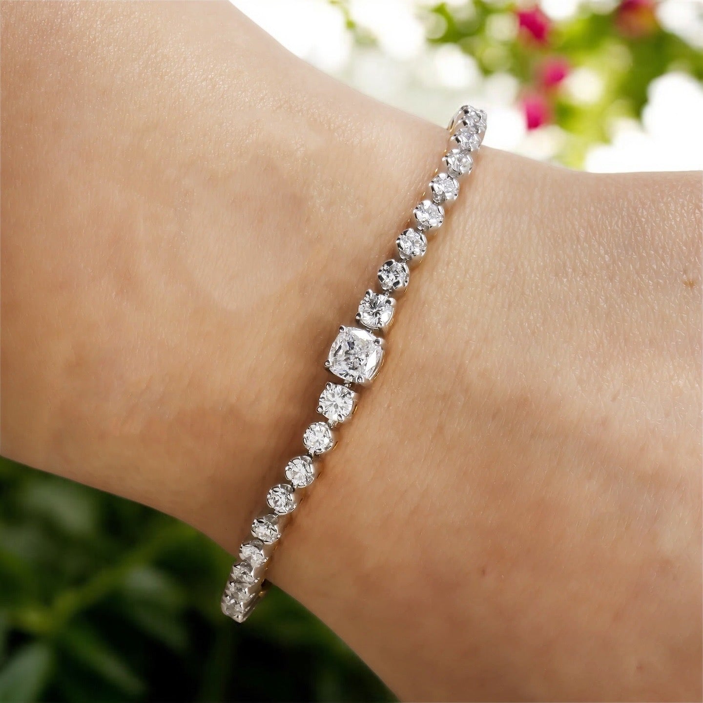 14K GOLD LAB DIAMOND TENNIS BRACELET 4.78 CT