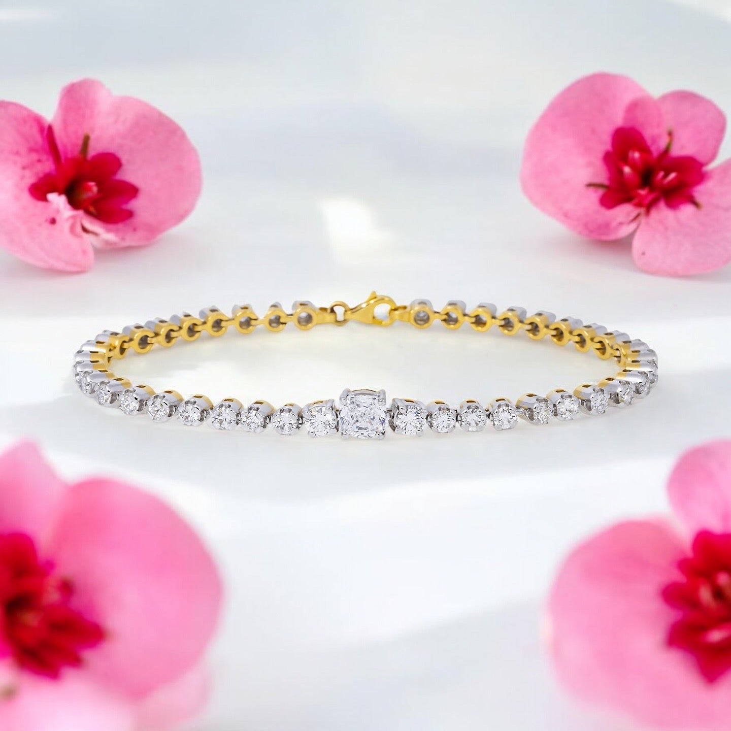 14K GOLD LAB DIAMOND TENNIS BRACELET 4.78 CT