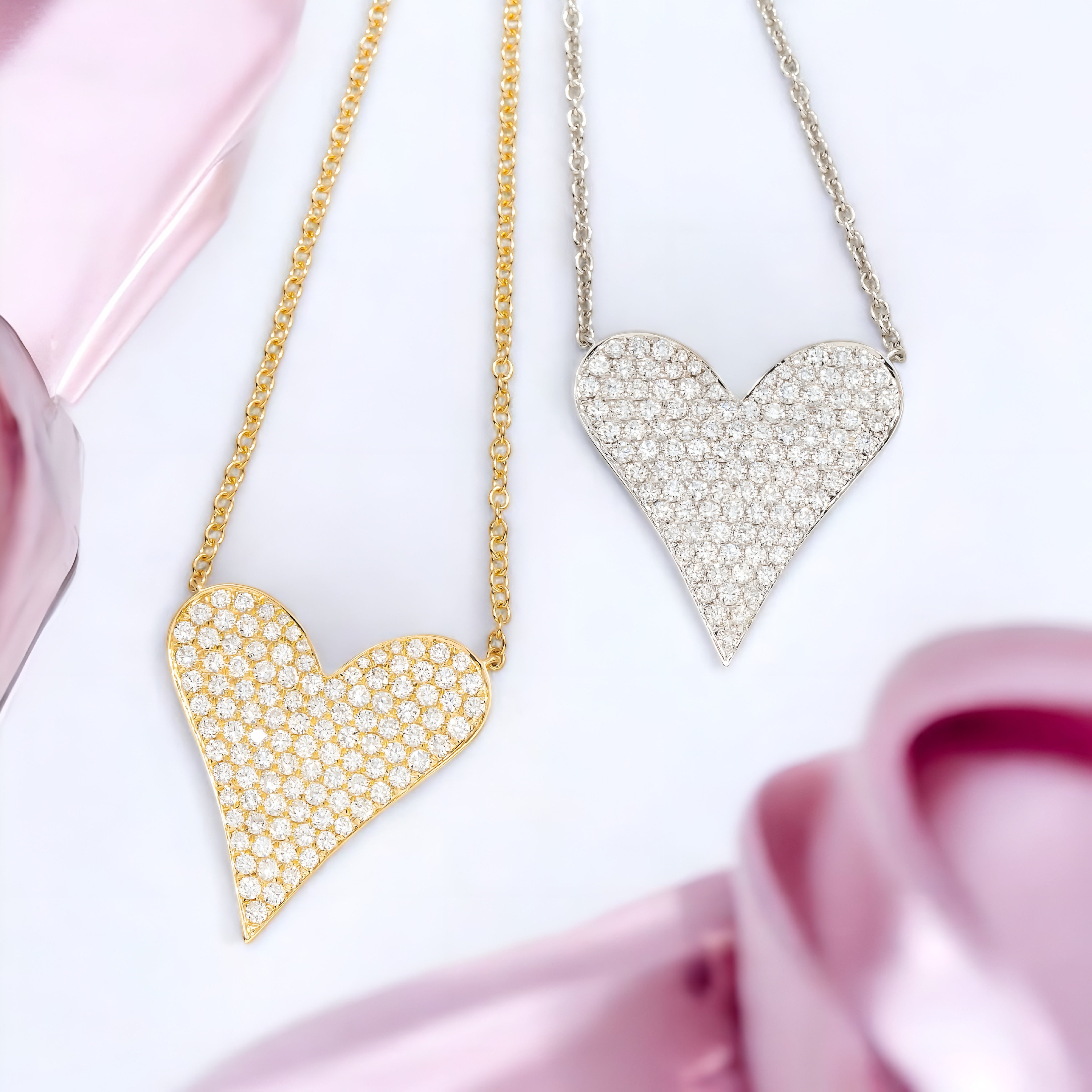 18K GOLD DIAMOND HEART NECKLACE 1.54 CT
