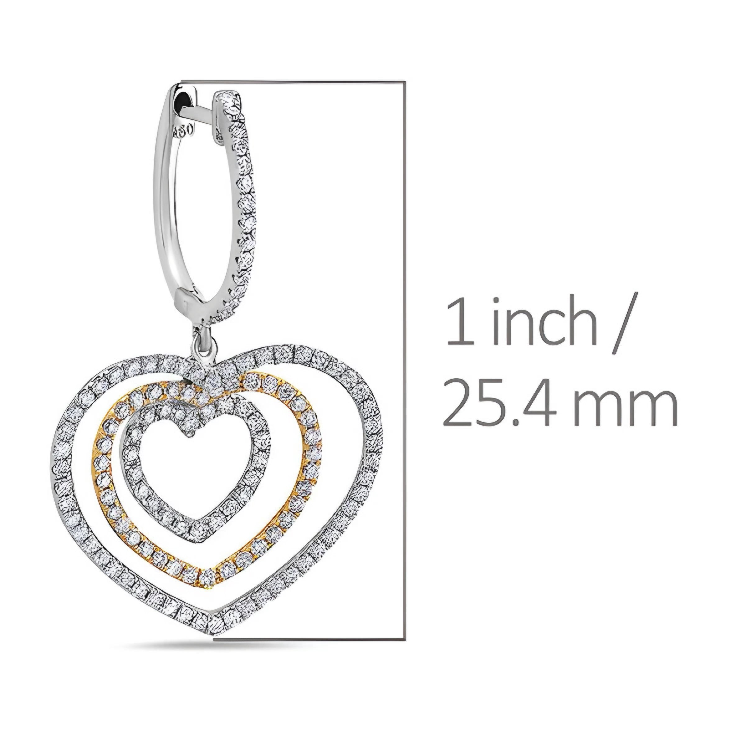 18K White Gold Heart Shaped Earrings With White Diamonds