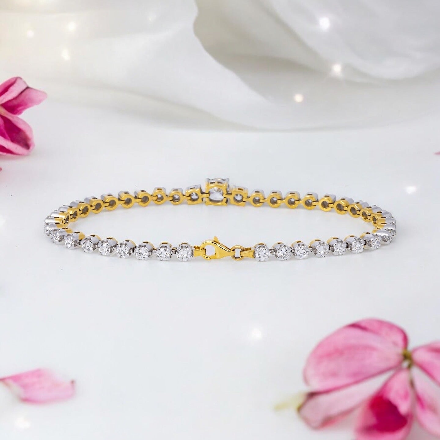14K GOLD LAB DIAMOND TENNIS BRACELET 4.78 CT