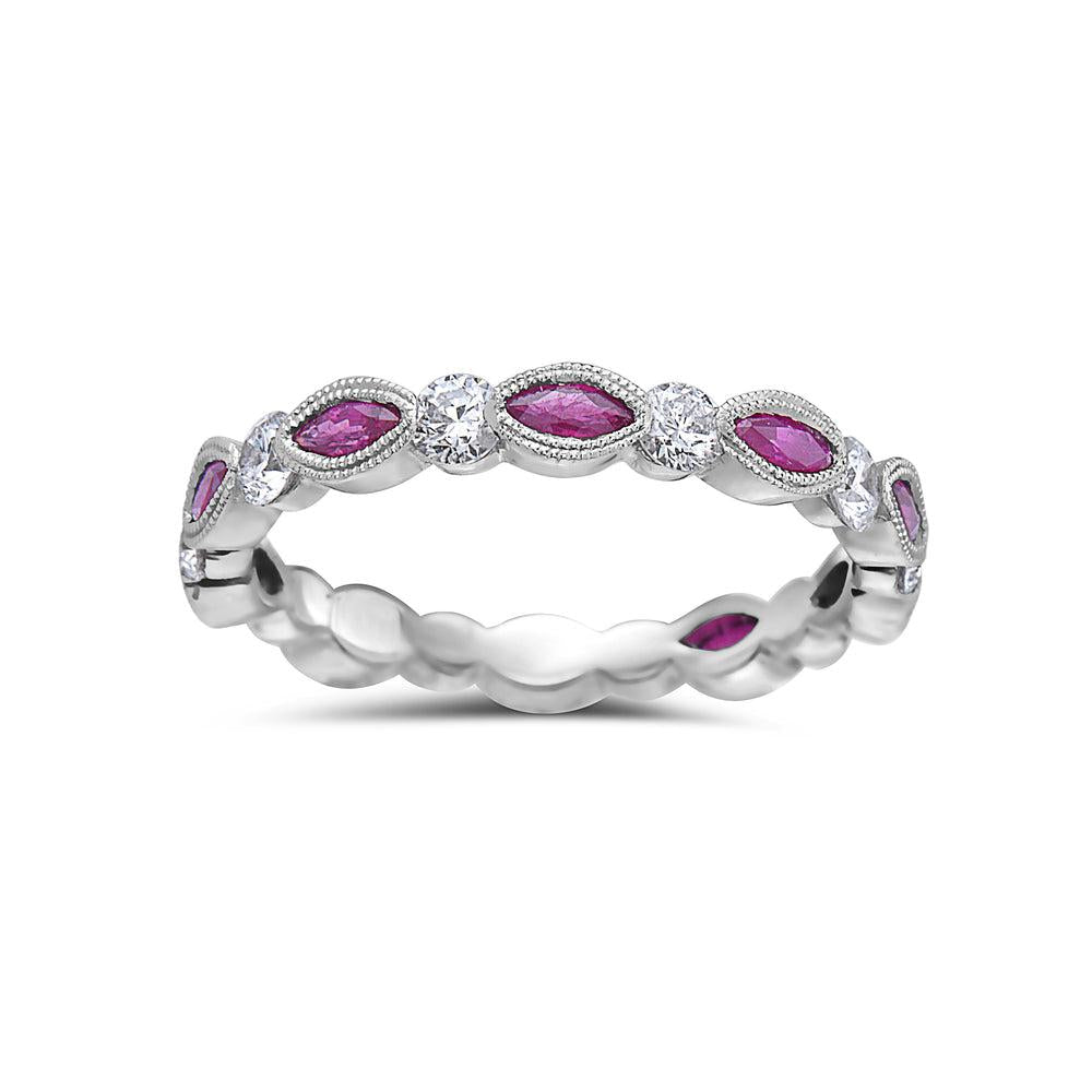 18K White Gold With 1.13 CT Diamond Wedding Band