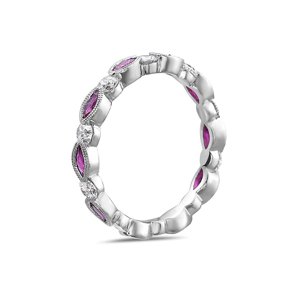 18K White Gold With 1.13 CT Diamond Wedding Band