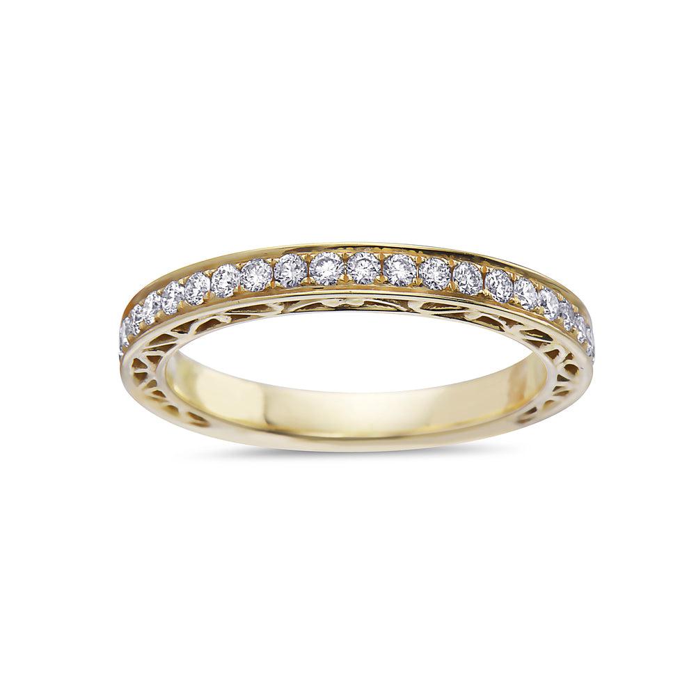 18K Yellow Gold With 0.45 CT Diamonds Wedding Band