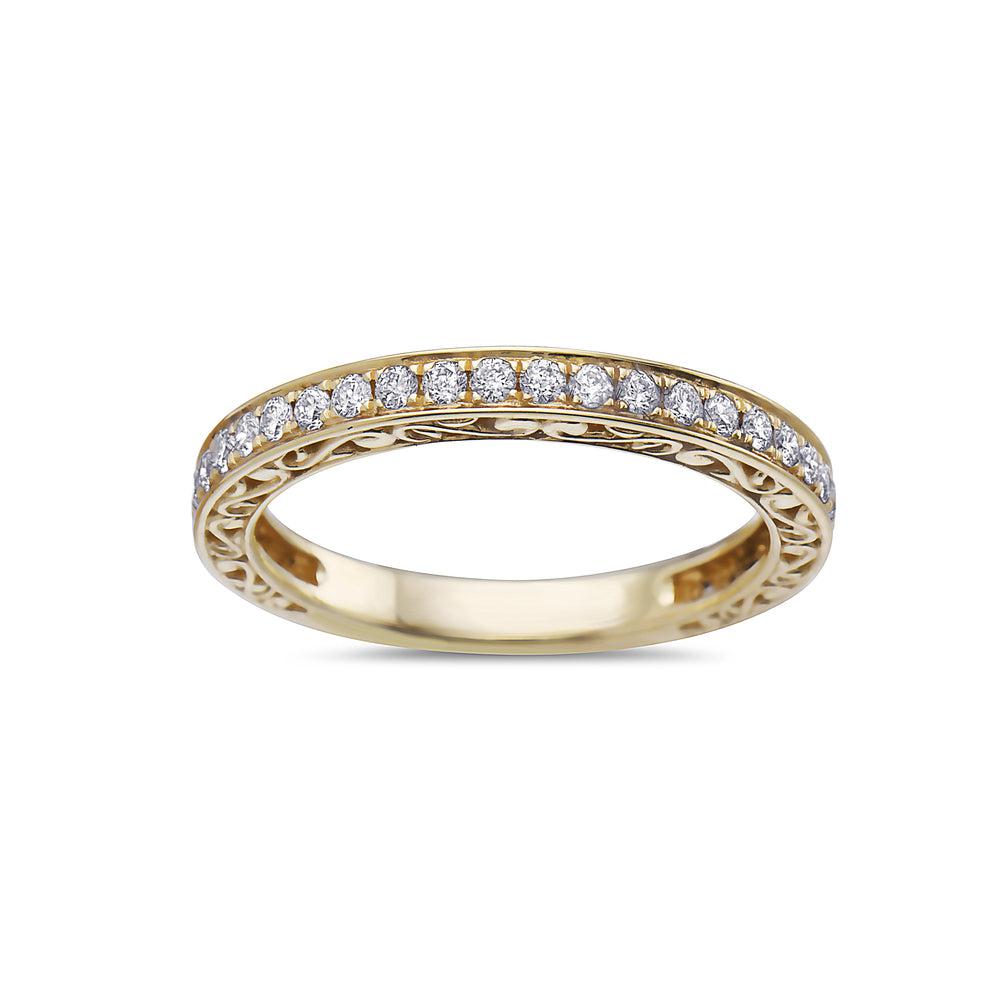 18K Yellow Gold Wedding Band with 0.42 CT Diamonds