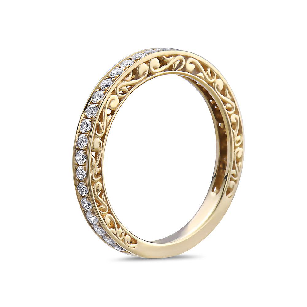 18K Yellow Gold Wedding Band with 0.42 CT Diamonds