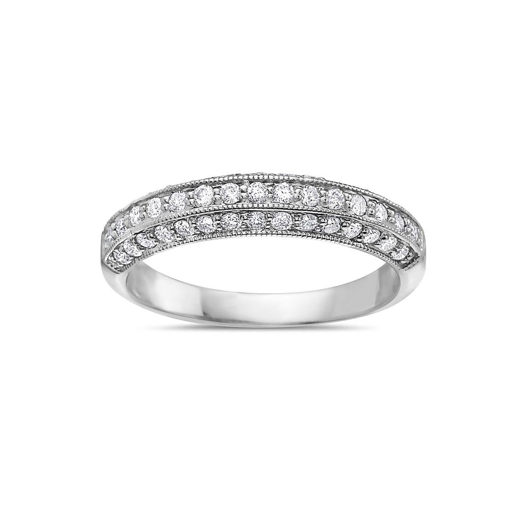 14K White Gold With 0.50 CT Diamond Wedding Band