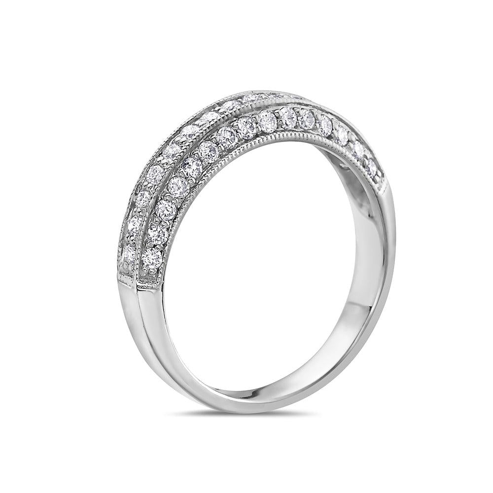 14K White Gold With 0.50 CT Diamond Wedding Band