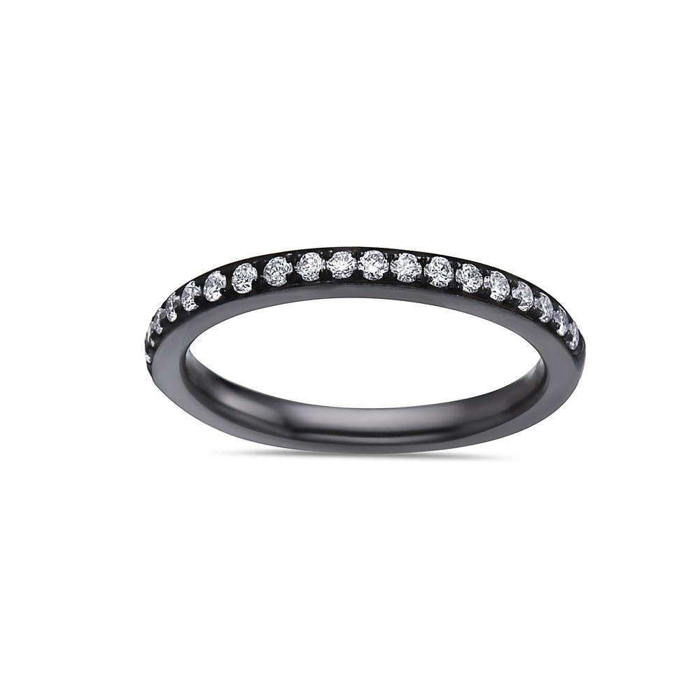 18k Black Gold Diamond 0.30 CT Wedding Band