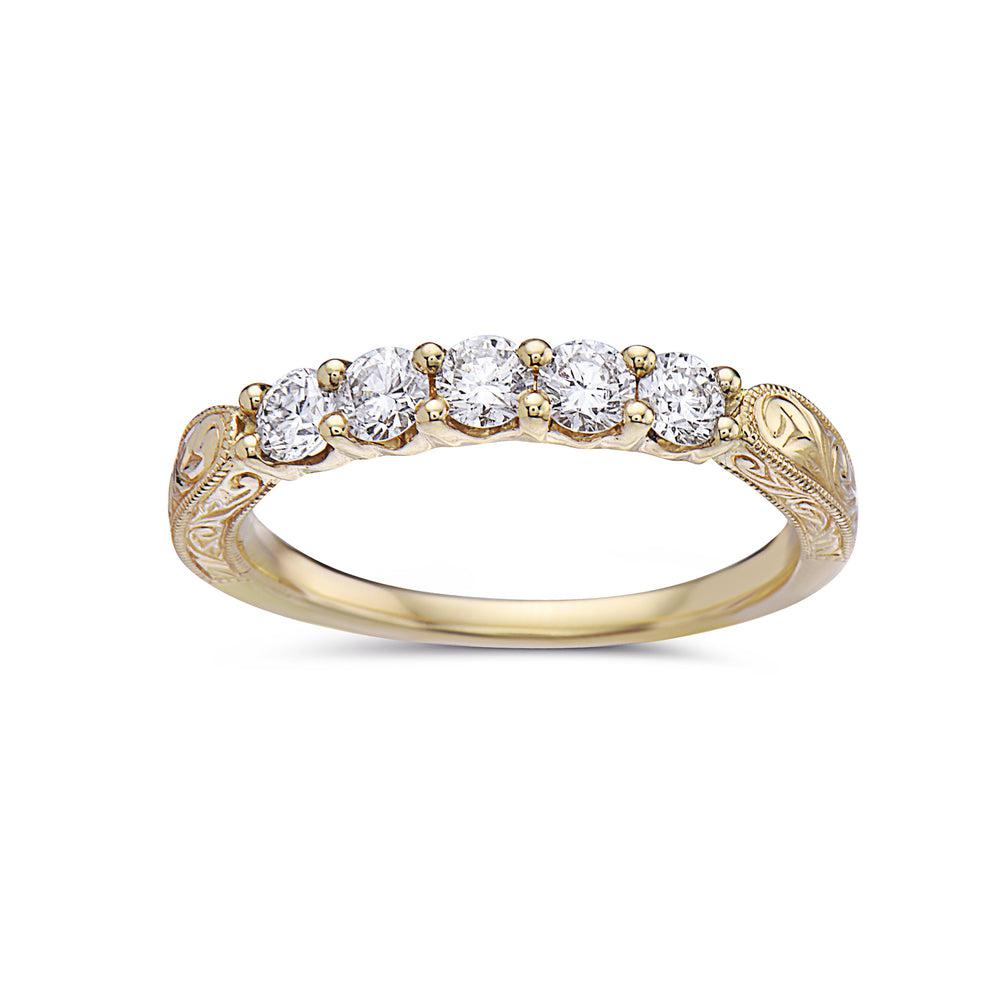 18k Yellow Gold With 0.49 CT Diamonds Wedding Band