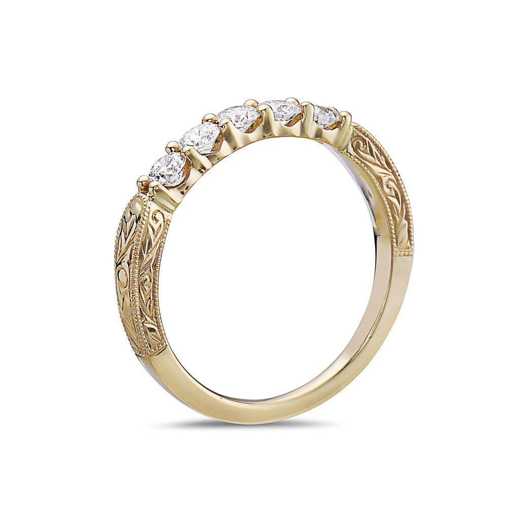18k Yellow Gold With 0.49 CT Diamonds Wedding Band