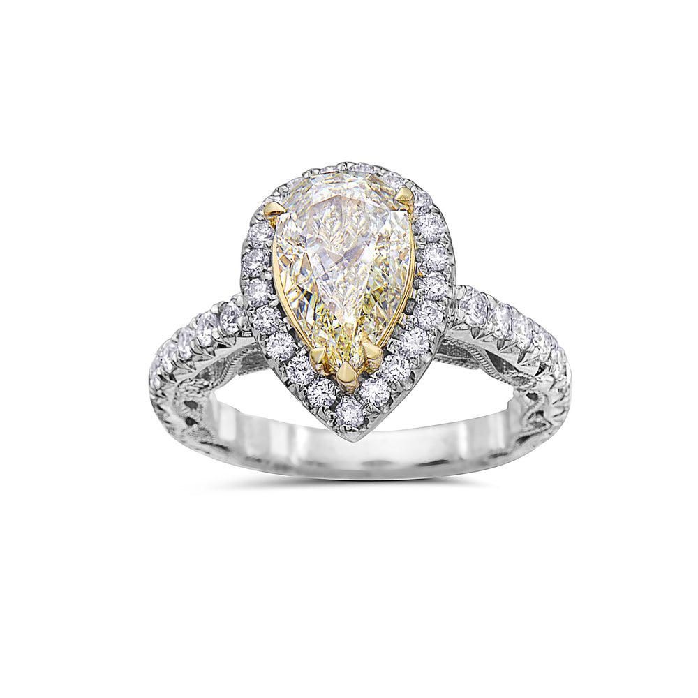 18k White Gold Halo With 2.45 CT Engagement Ring