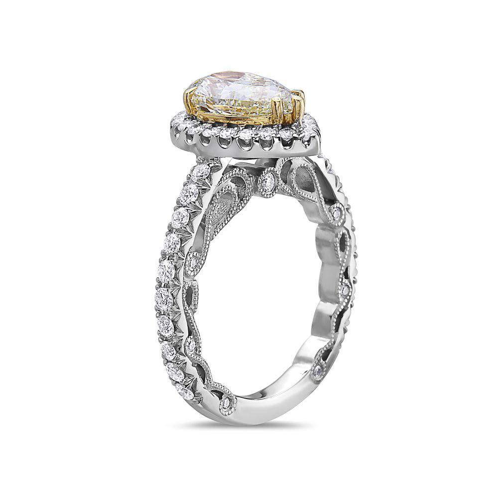 18k White Gold Halo With 2.45 CT Engagement Ring