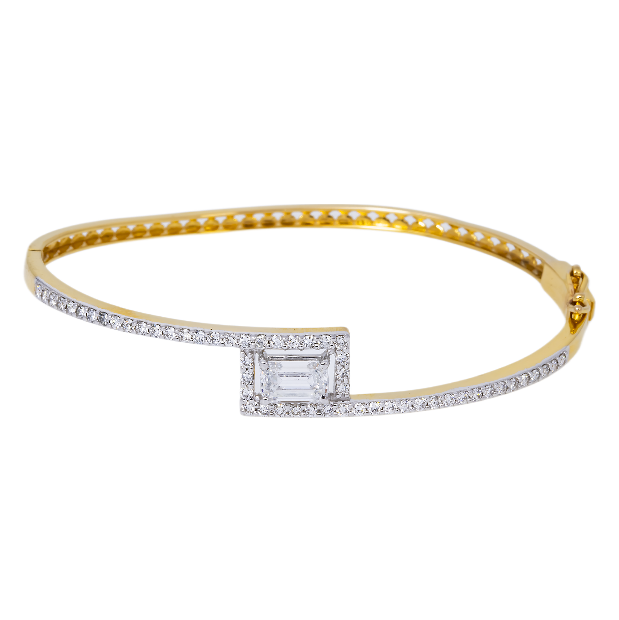 14K GOLD LAB DIAMOND BANGLE BRACELET 1.82 CT