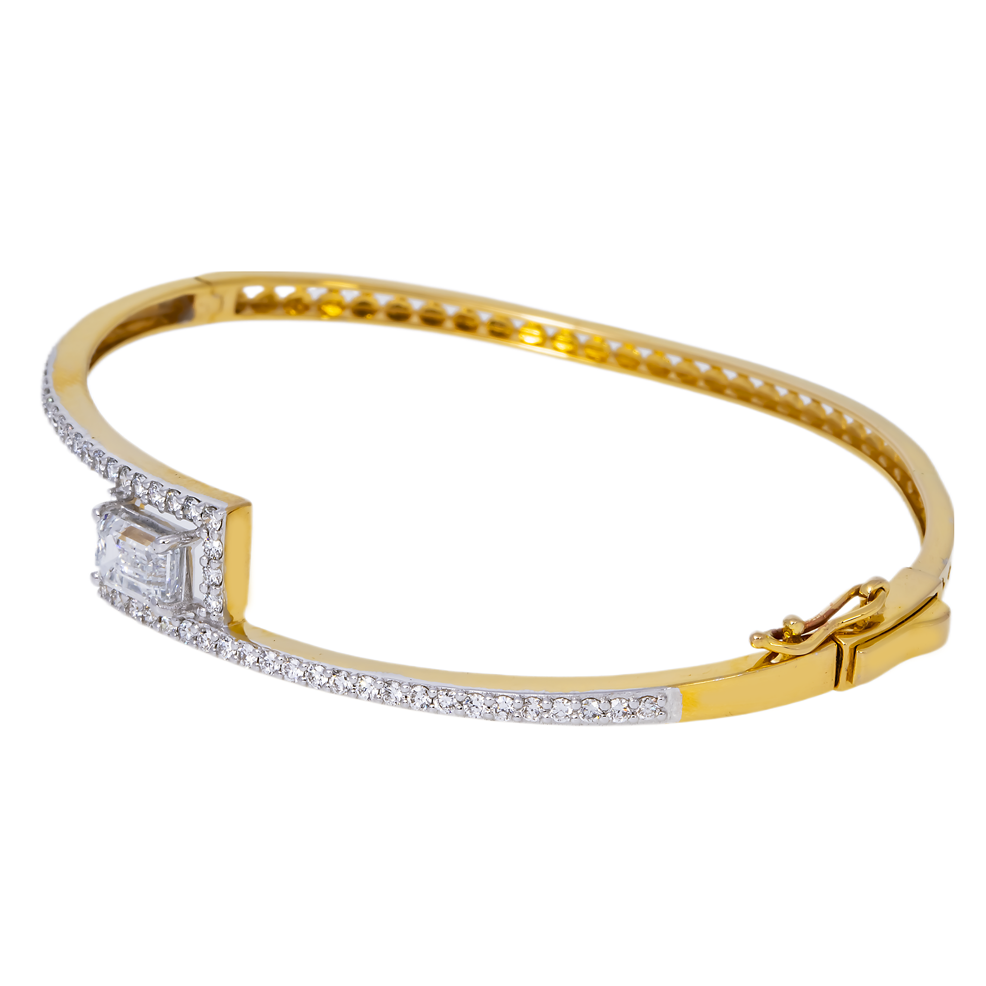 14K GOLD LAB DIAMOND BANGLE BRACELET 1.82 CT