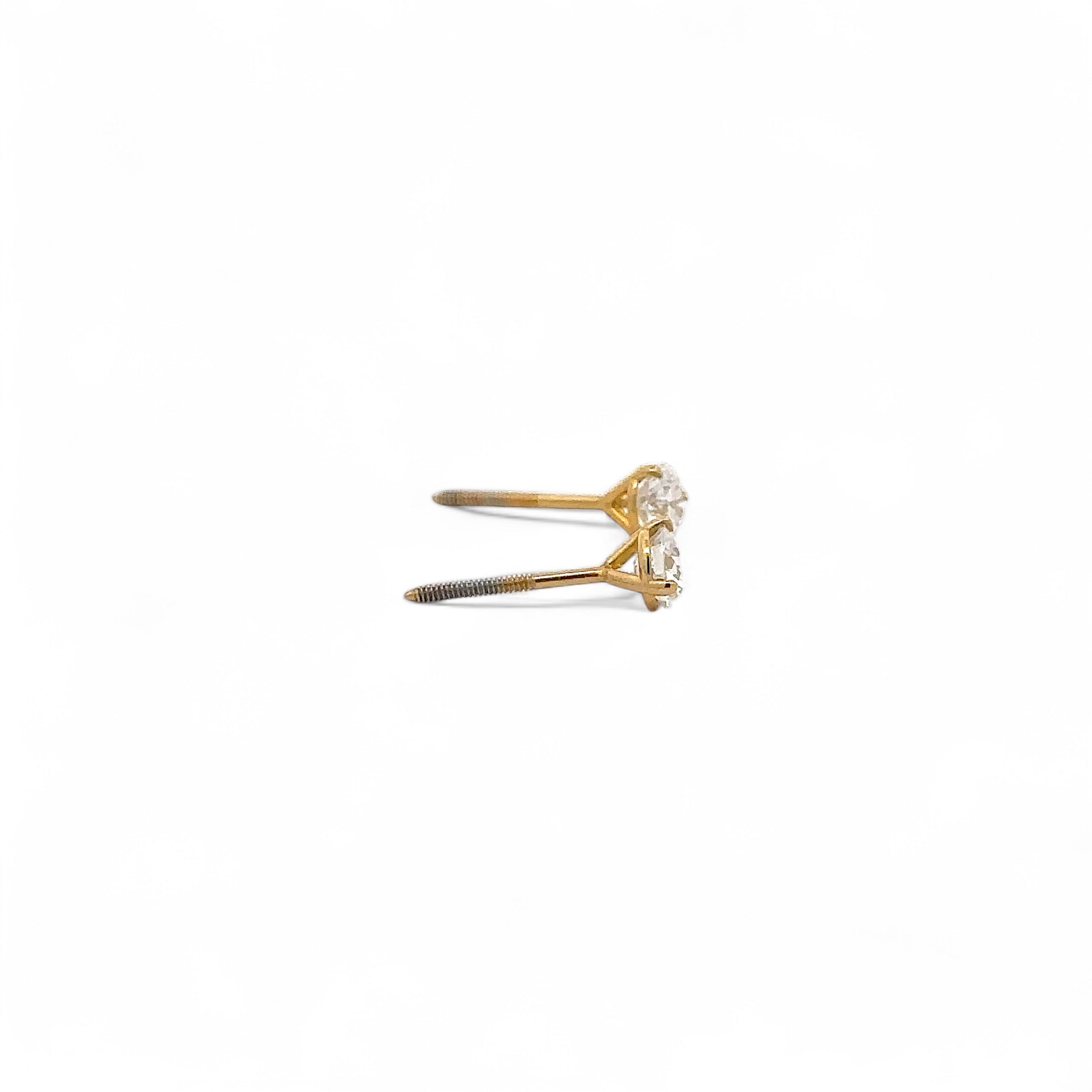 14K GOLD ROUND DIAMOND STUD EARRINGS 0.78 CTW